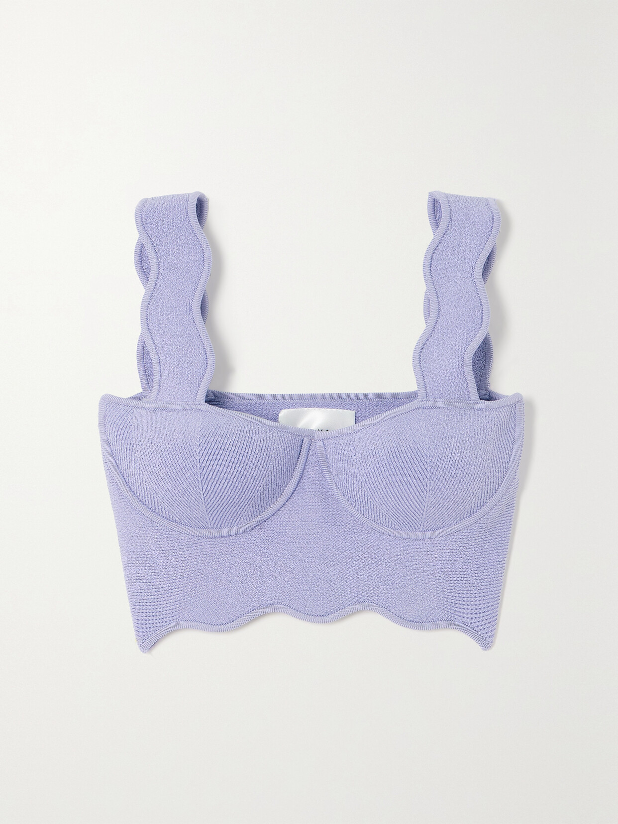 Galvan - + Net Sustain Delia Scalloped Recycled Ribbed-knit Bralette - Purple