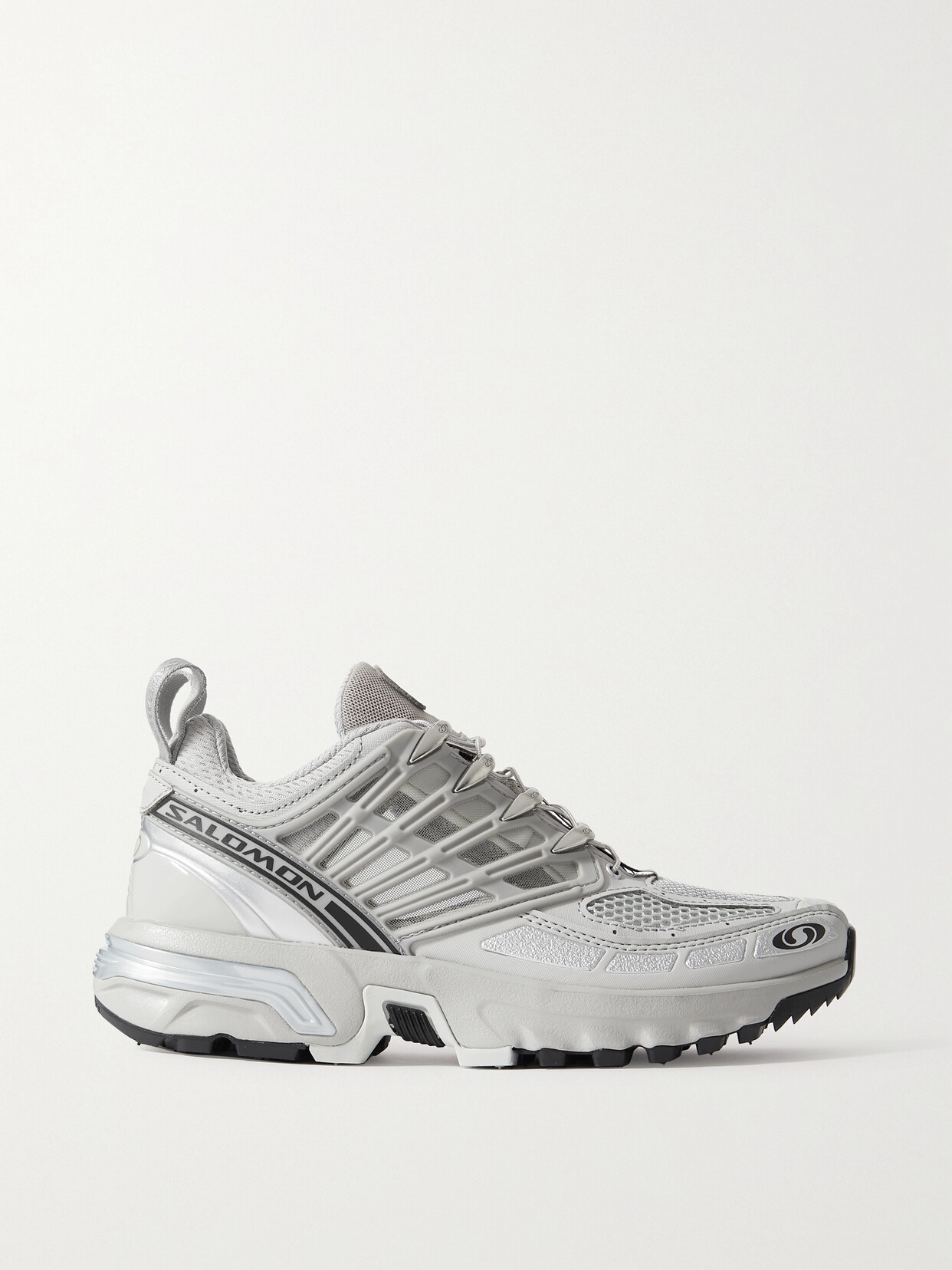 Shop Salomon Acs Pro Rubber-trimmed Mesh And Faux Leather Sneakers In Silver