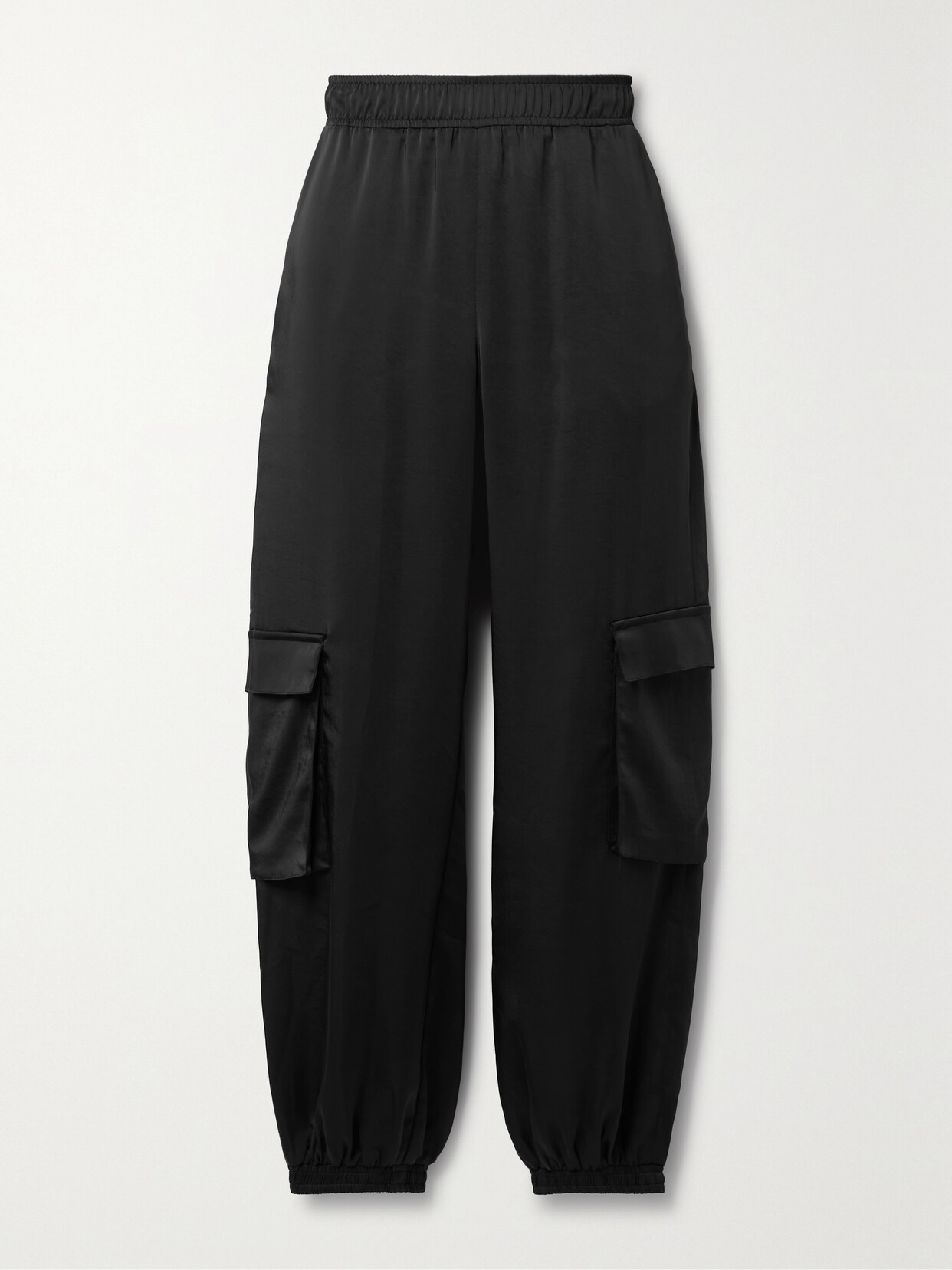 LAPOINTE Duchesse-satin Tapered Cargo Pants - Black