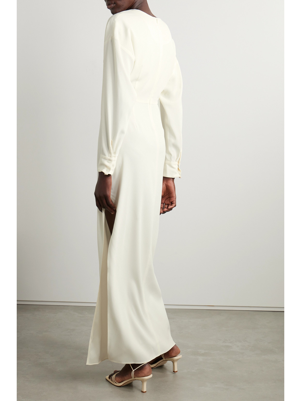 Lapointe Cutout Crepe Maxi Dress In Cream