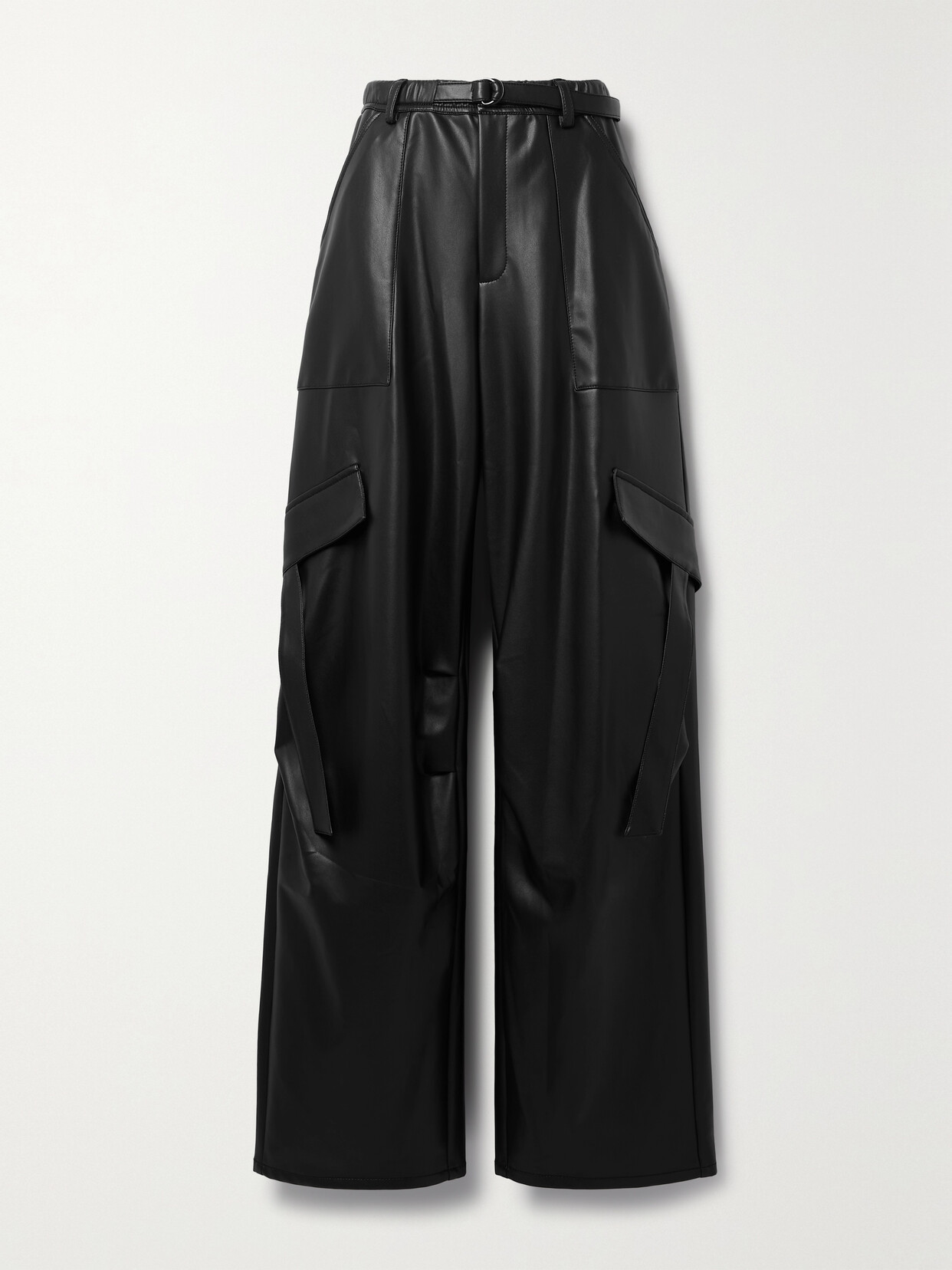 LAPOINTE Faux Leather Wide-leg Cargo Pants - Black