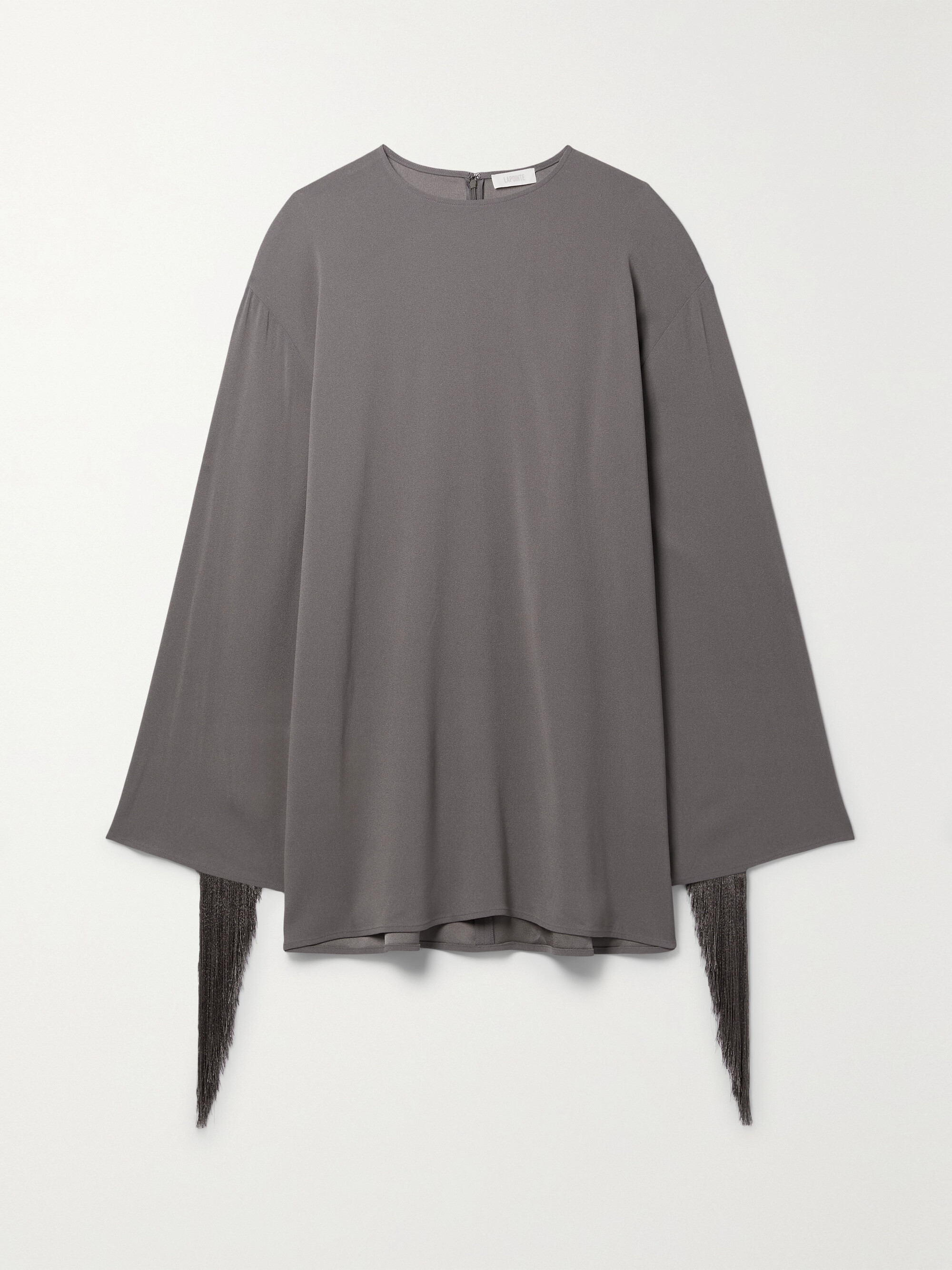 LAPOINTE Fringed crepe mini dress