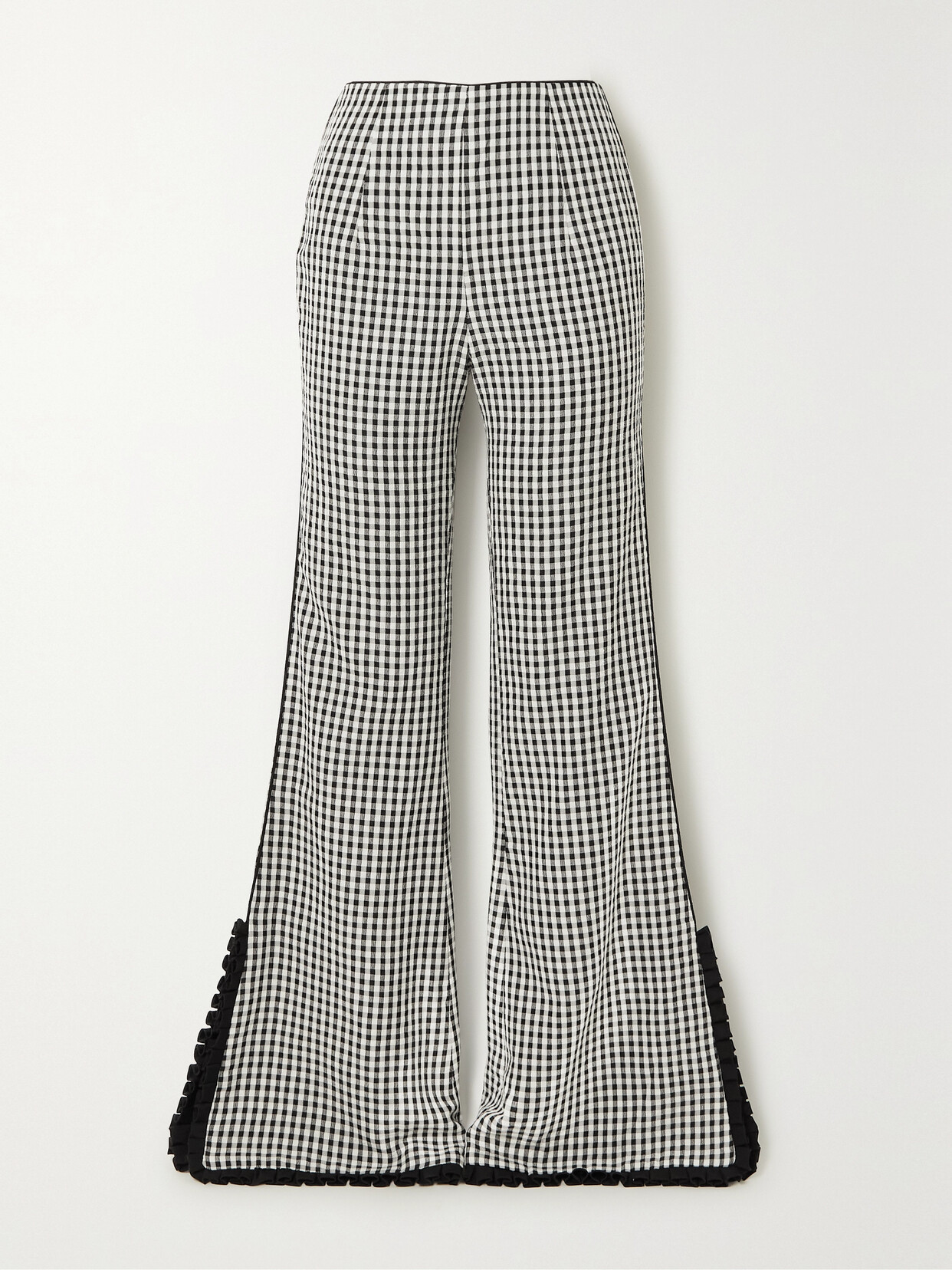 Markarian - Jo Ruffled Gingham Cotton Flared Pants - Black