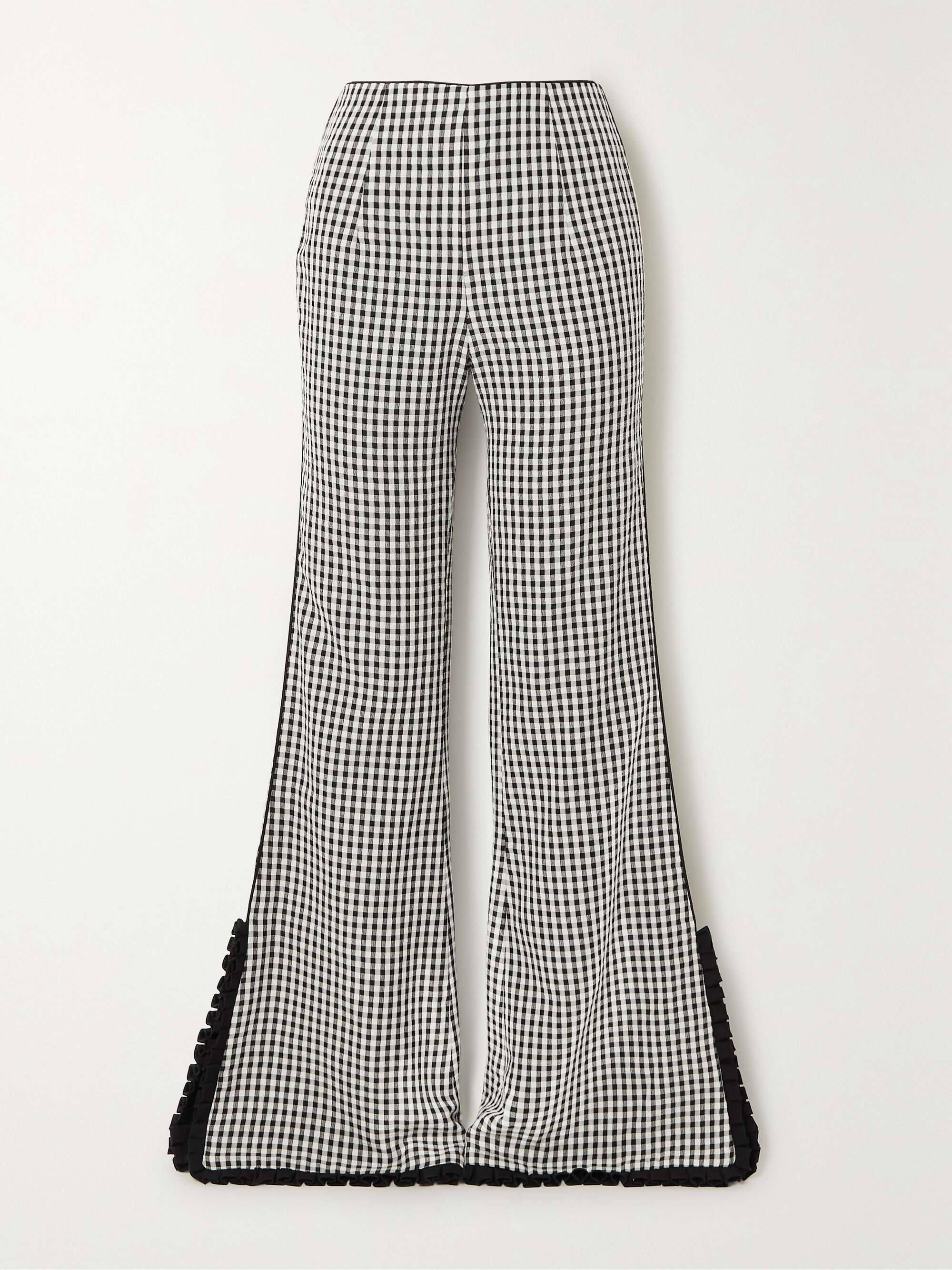 MARKARIAN Jo ruffled gingham cotton flared pants