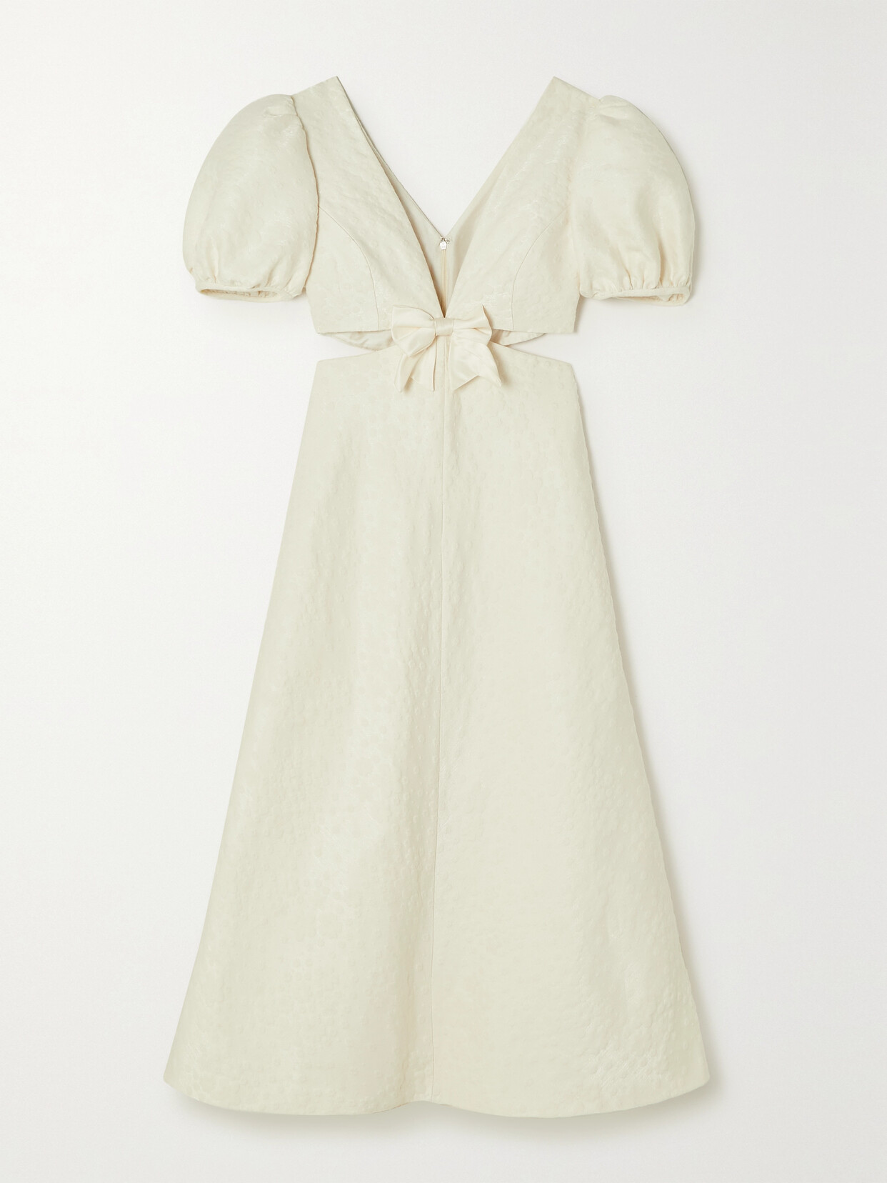 Markarian Patti Silk-trimmed Cutout Floral-brocade Midi Dress In White