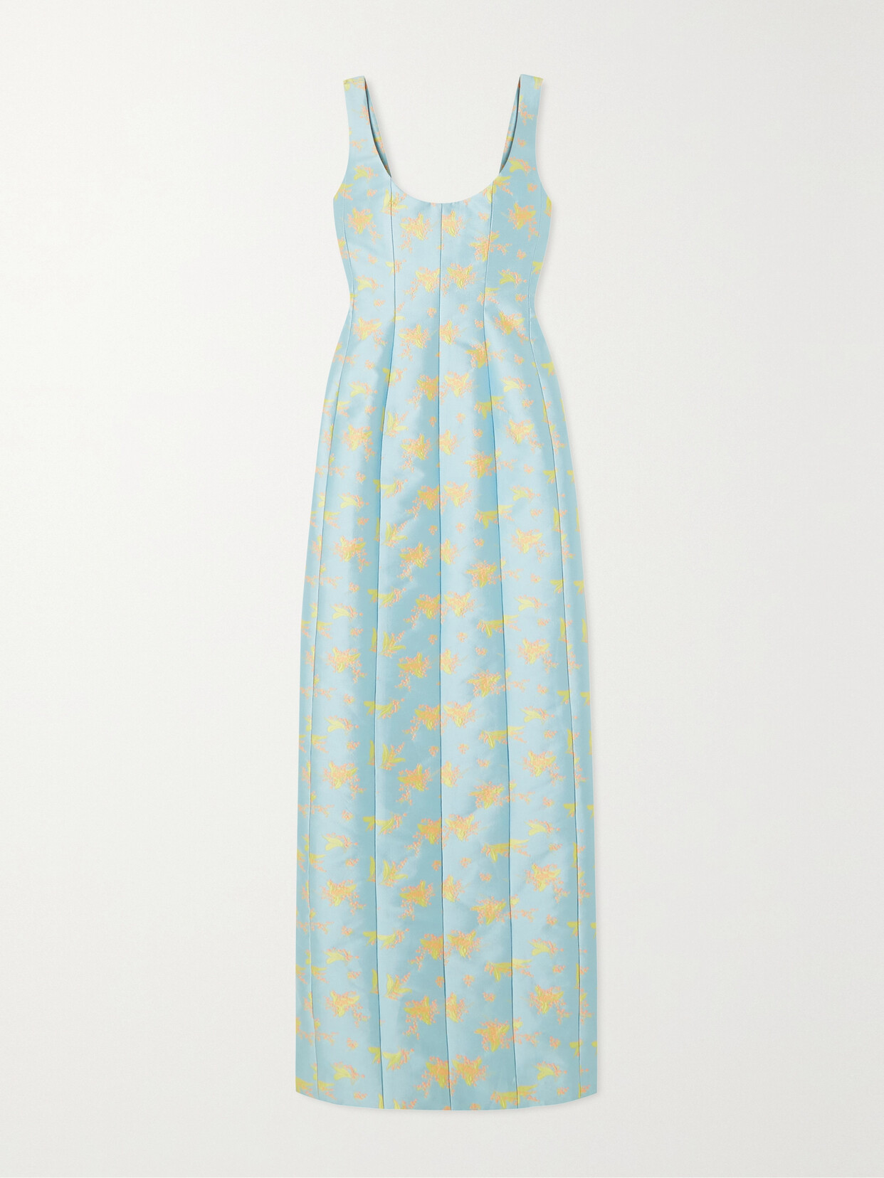 Markarian - Bardot Paneled Floral-brocade Gown - Blue