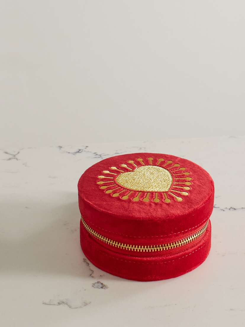 L’Atelier Nawbar Sacred Heart Embroidered Velvet Jewelry Box