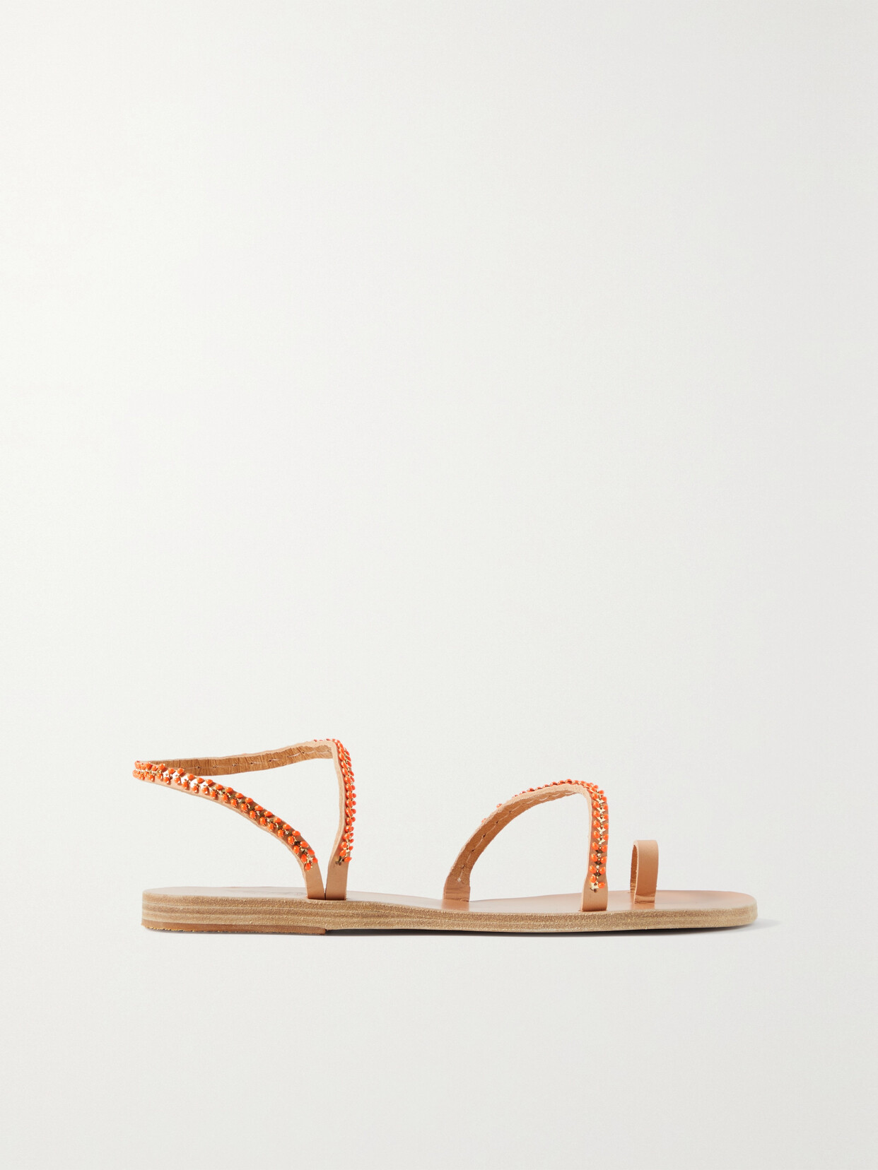 Ancient Greek Sandals - Eleftheria Embellished Leather Sandals - Orange