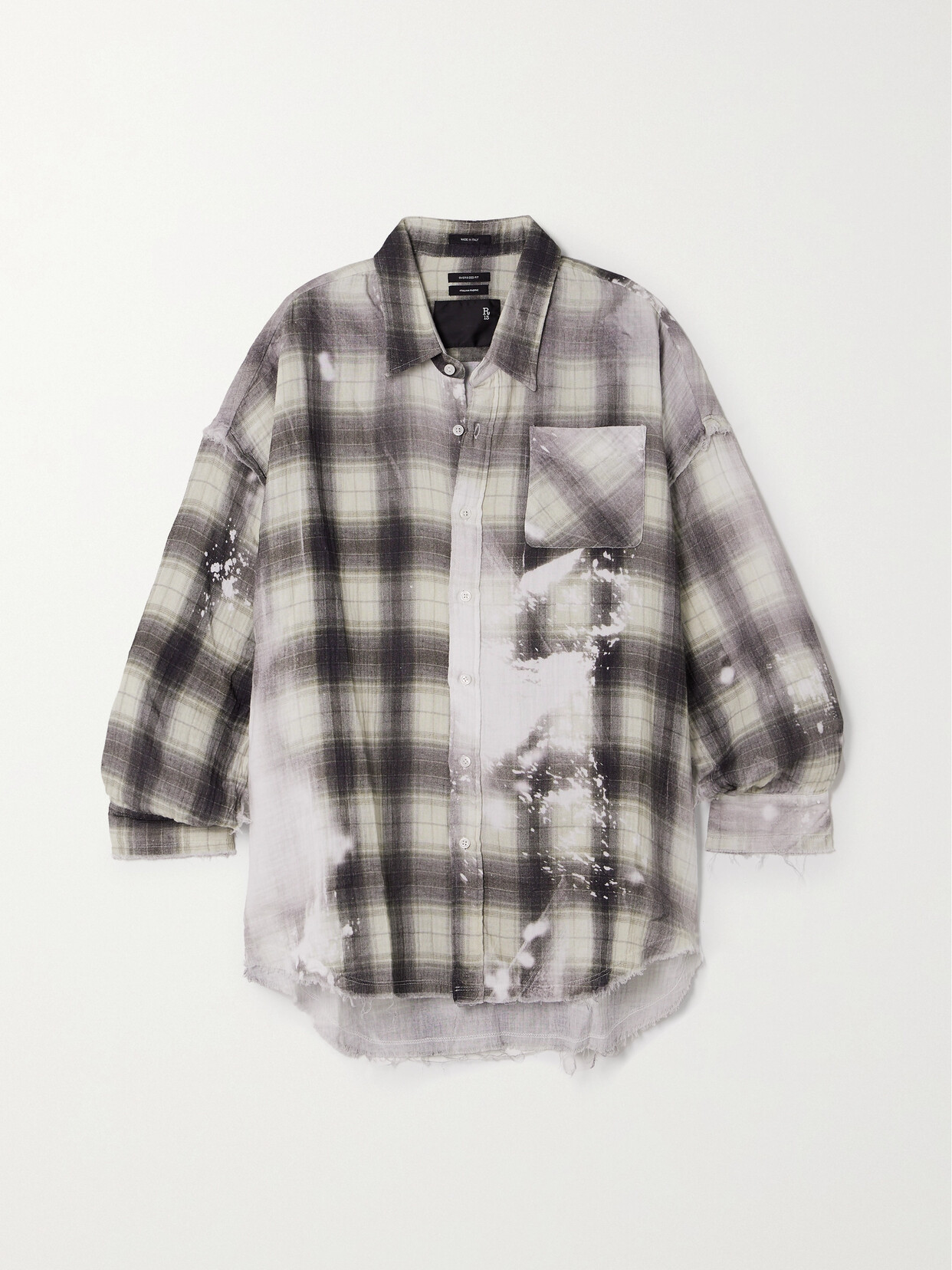 R13 - Oversized Distressed Checked Cotton-gauze Shirt - Gray