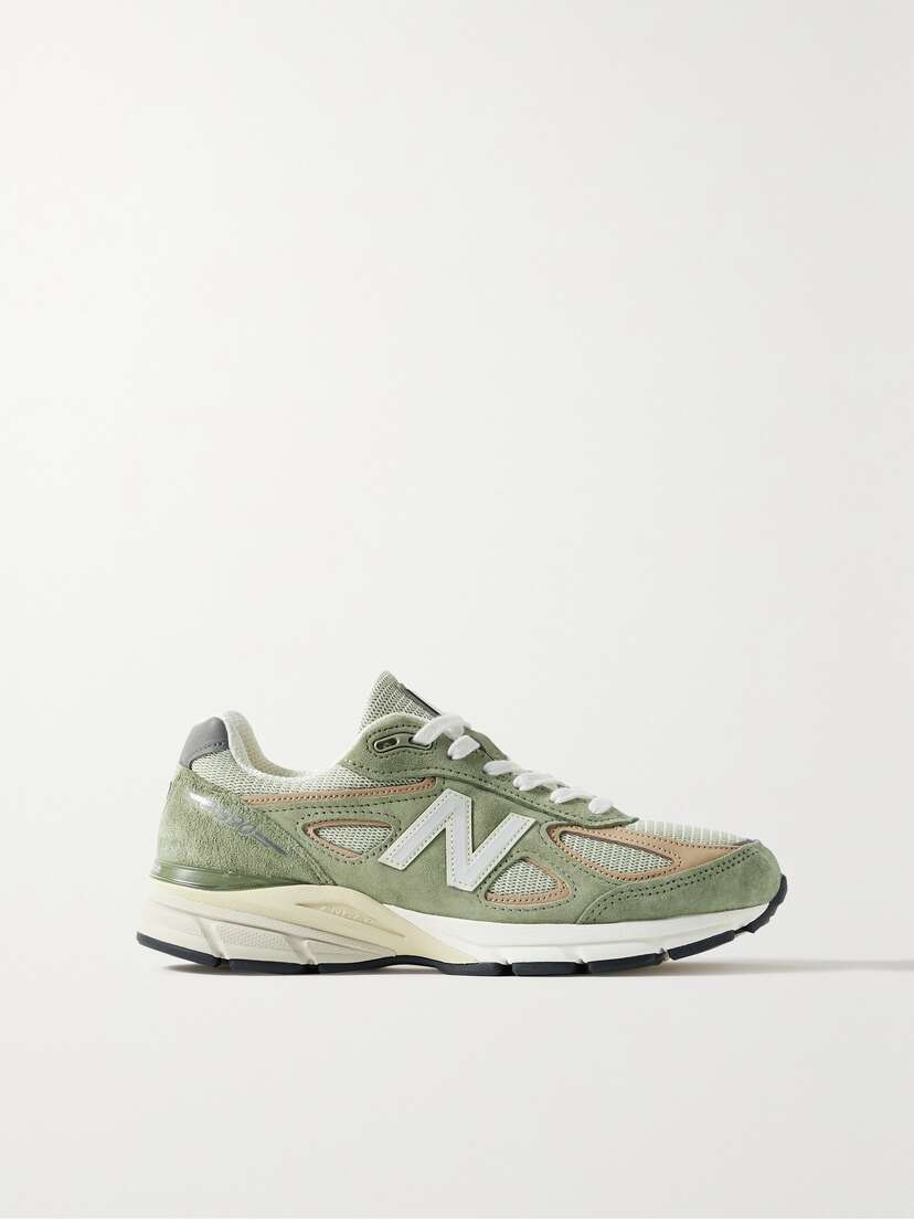 New Balance 990v4 Leather-trimmed Suede And Mesh Sneakers