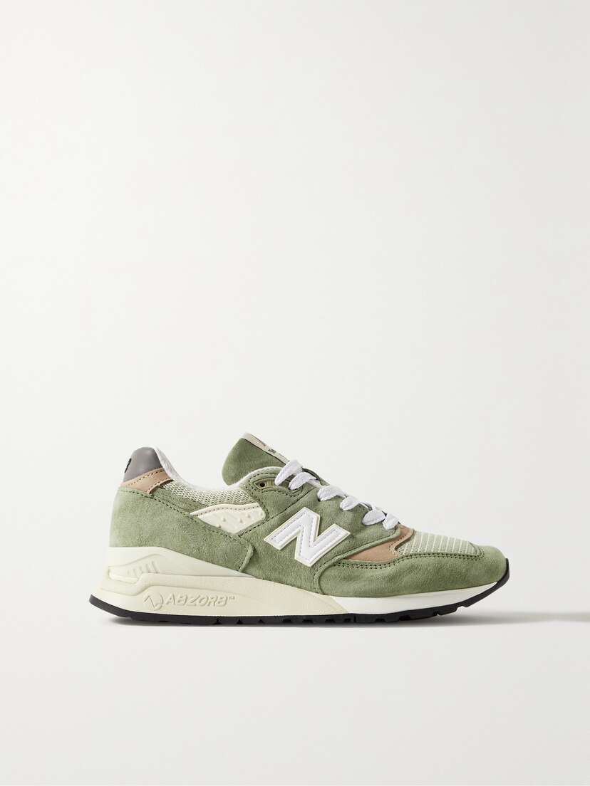 New Balance 998 Core Rubber-trimmed Leather, Mesh And Suede Sneakers