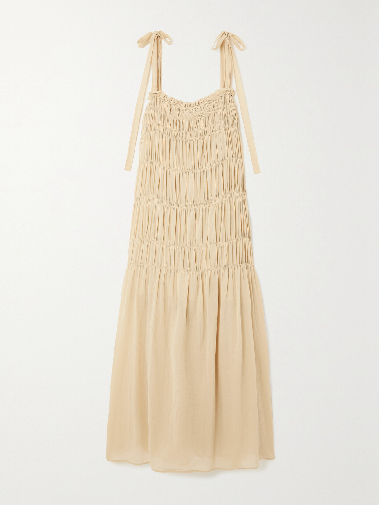 By Malene Birger + Net Sustain Vyra Tiered Organic Cotton-voile Midi Dress - Neutrals