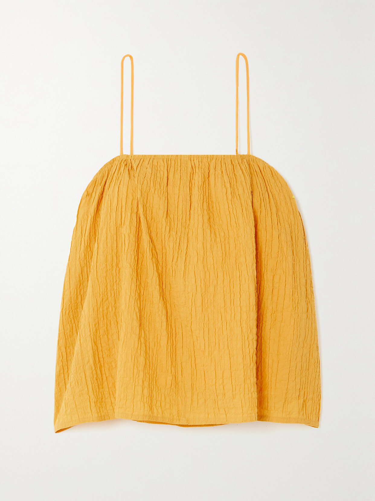 By Malene Birger + Net Sustain Rosine Open-back Organic Cotton-blend Seersucker Camisole - Yellow