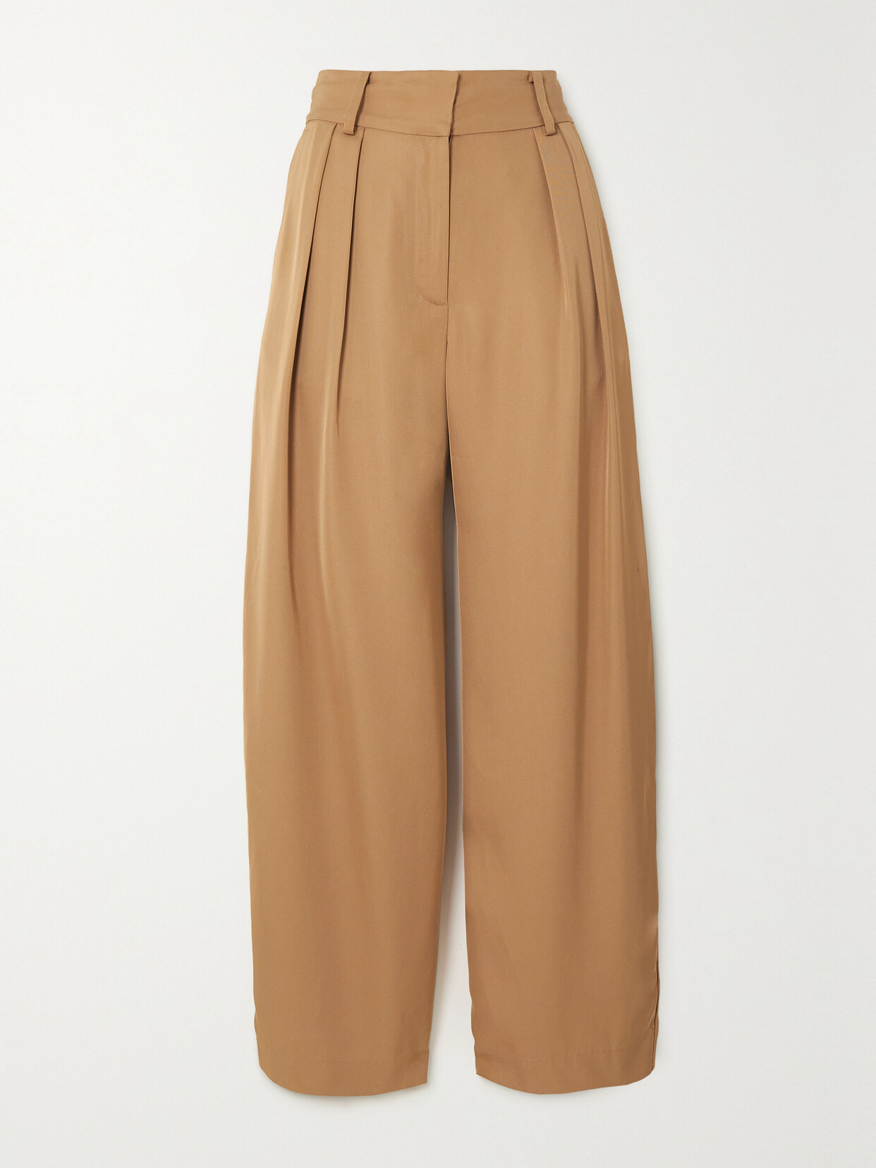 By Malene Birger - + Net Sustain Piscali Pleated Satin Wide-leg Pants - Brown