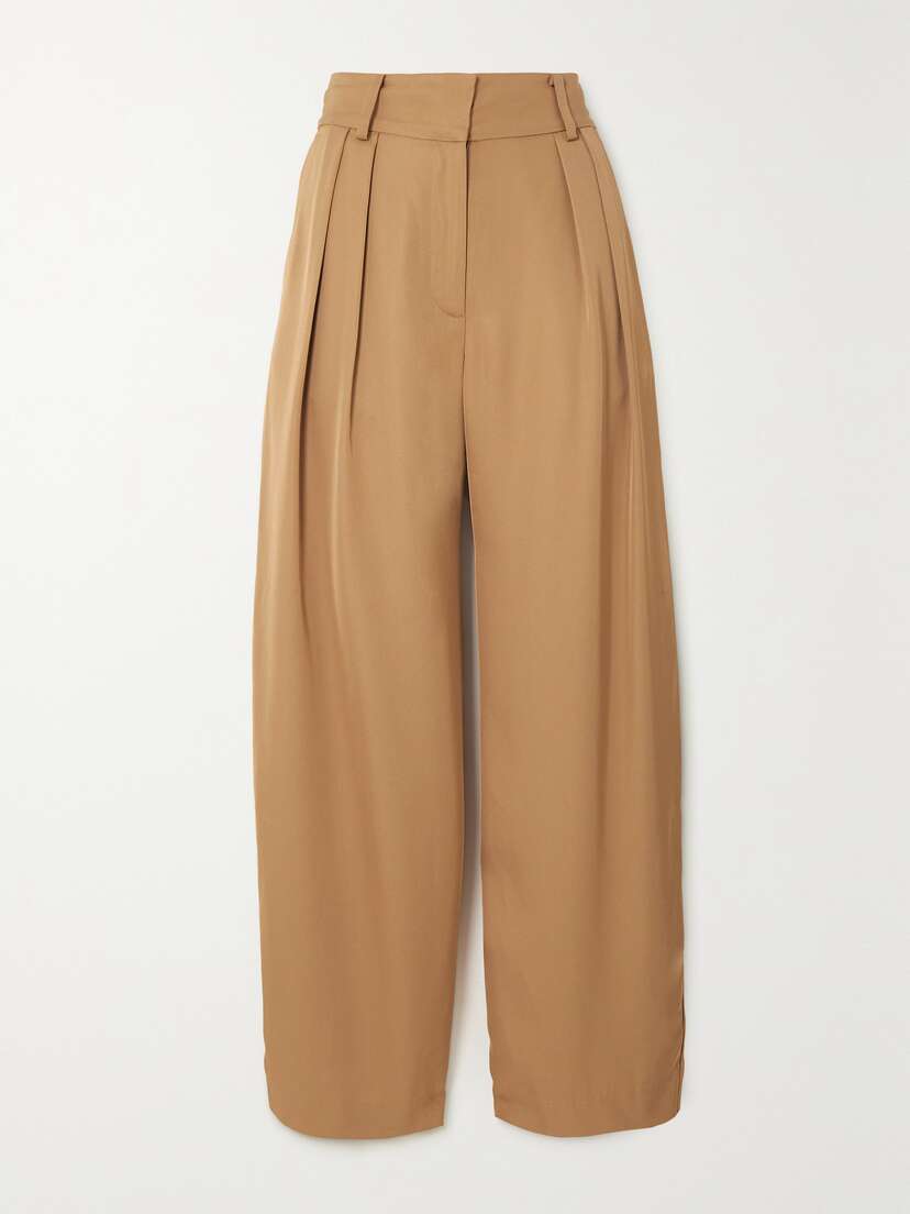 By Malene Birger + Net Sustain Piscali Pleated Satin Wide-leg Pants - DK32