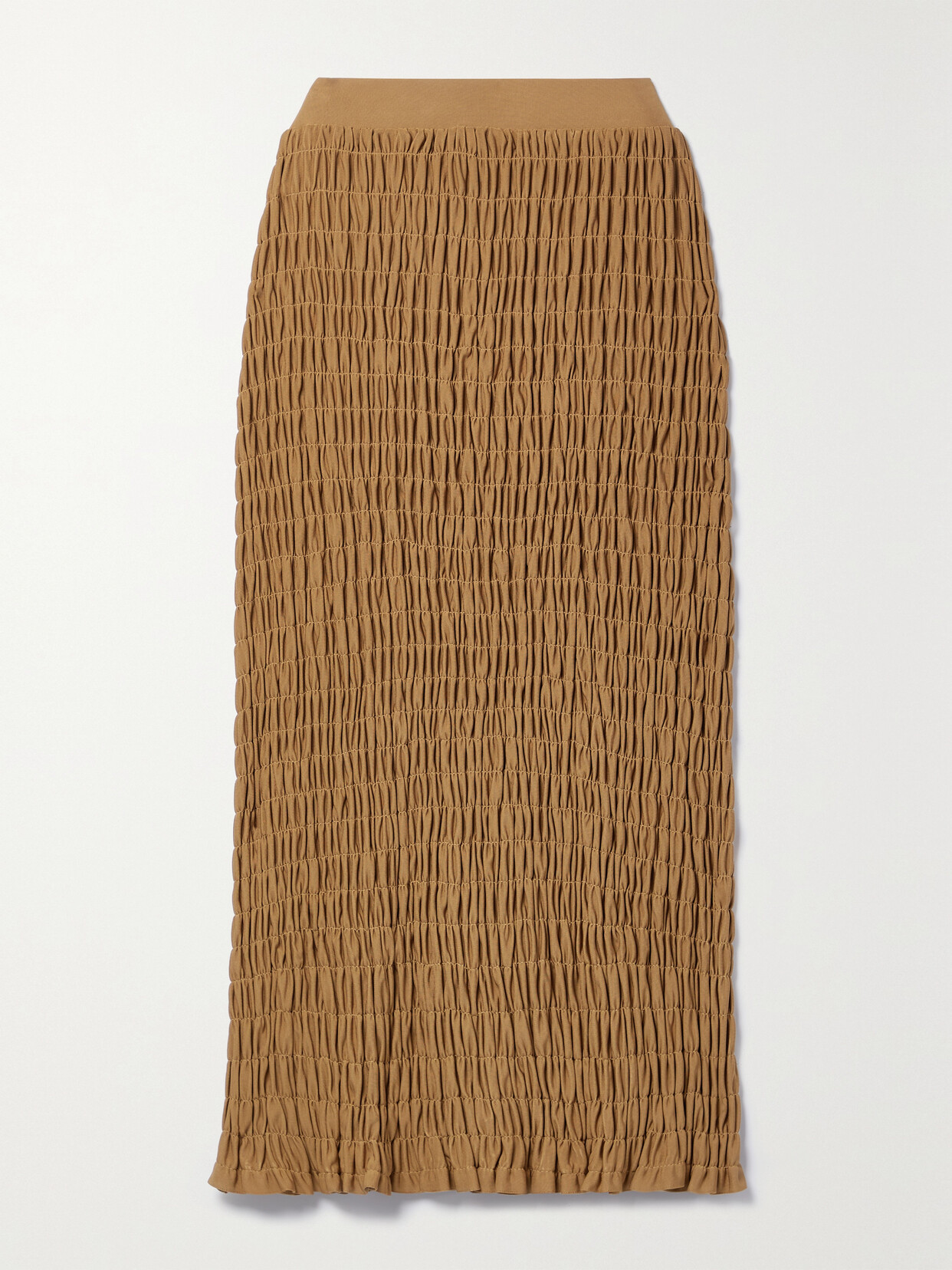 By Malene Birger - Emla Shirred Stretch-jersey Midi Skirt - Brown