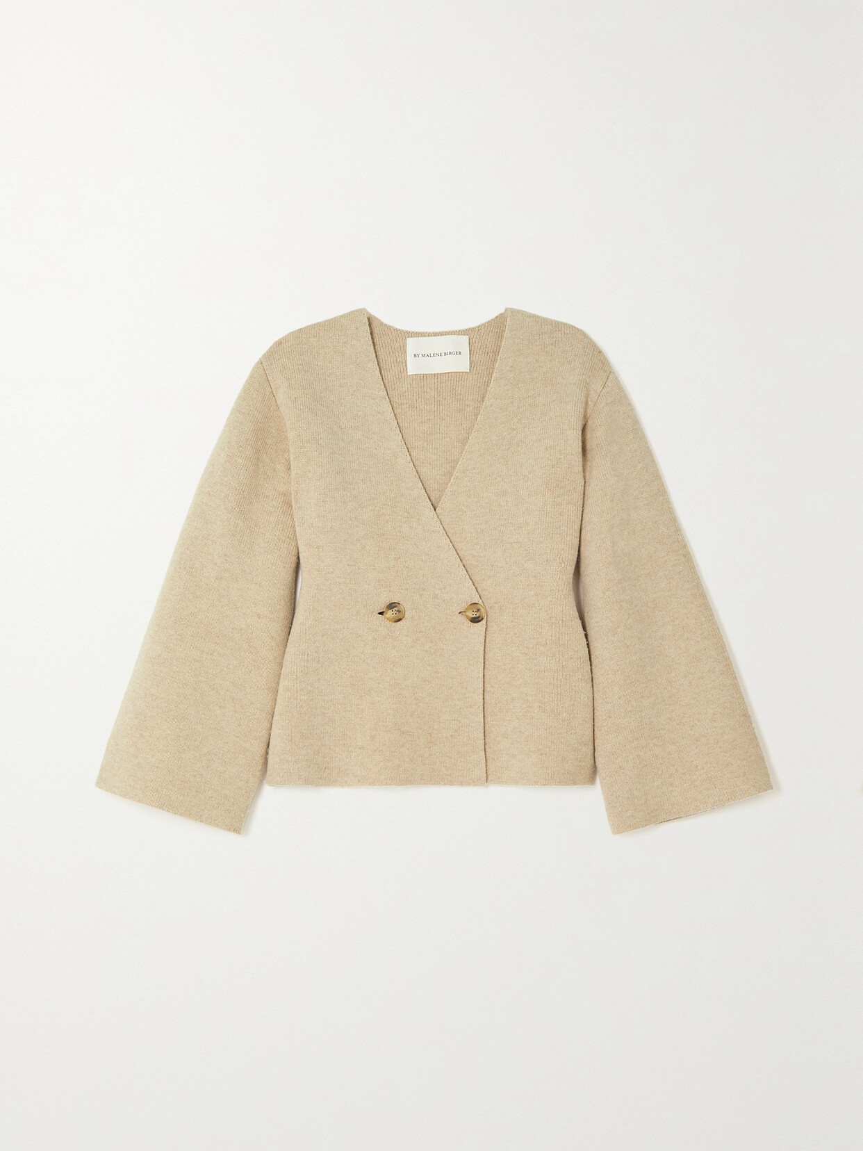 BY MALENE BIRGER + NET SUSTAIN TINLEY DOUBLE-BREASTED WOOL-BLEND CARDIGAN