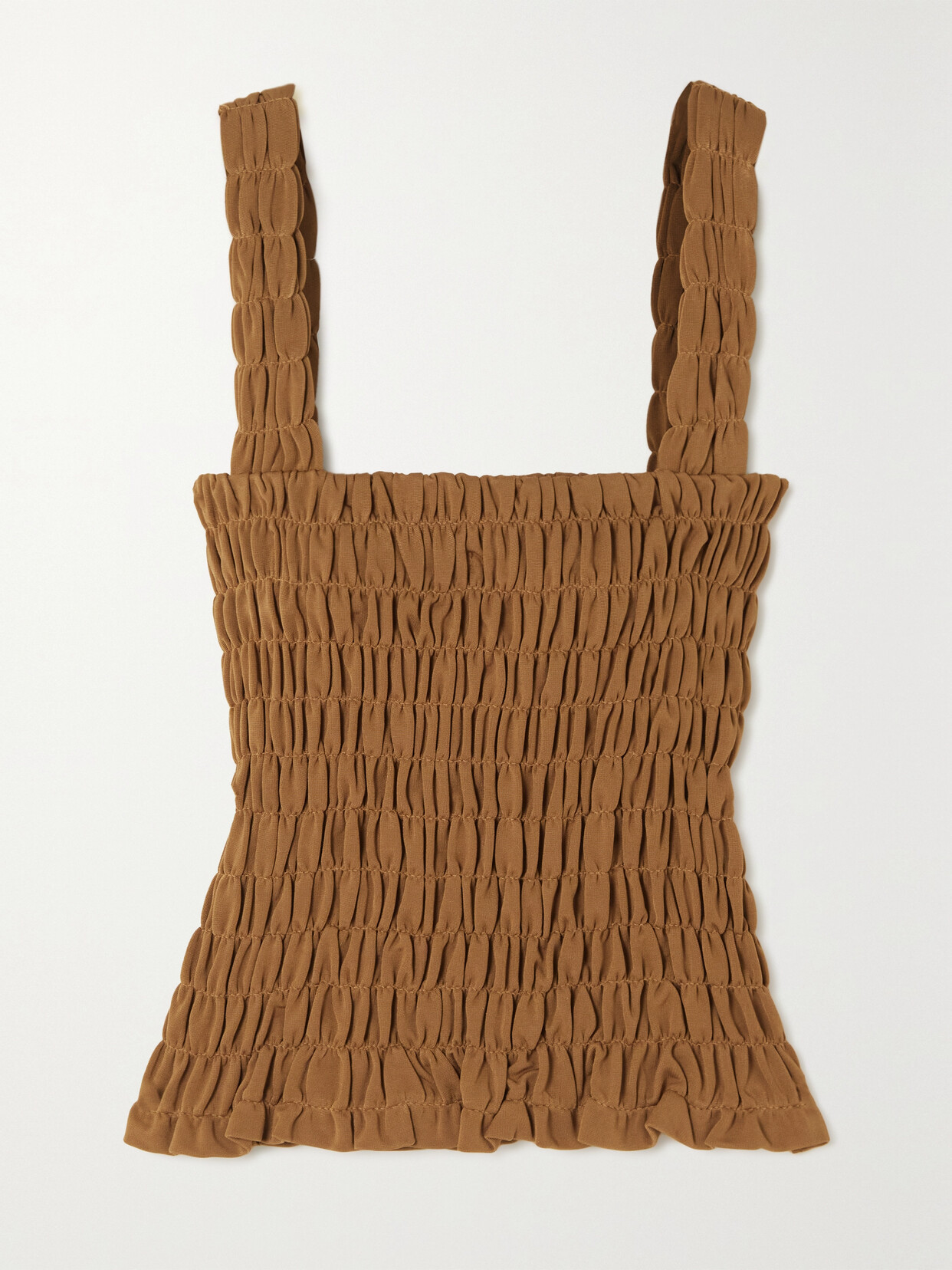 By Malene Birger - Elnaz Shirred Stretch-jersey Tank - Brown