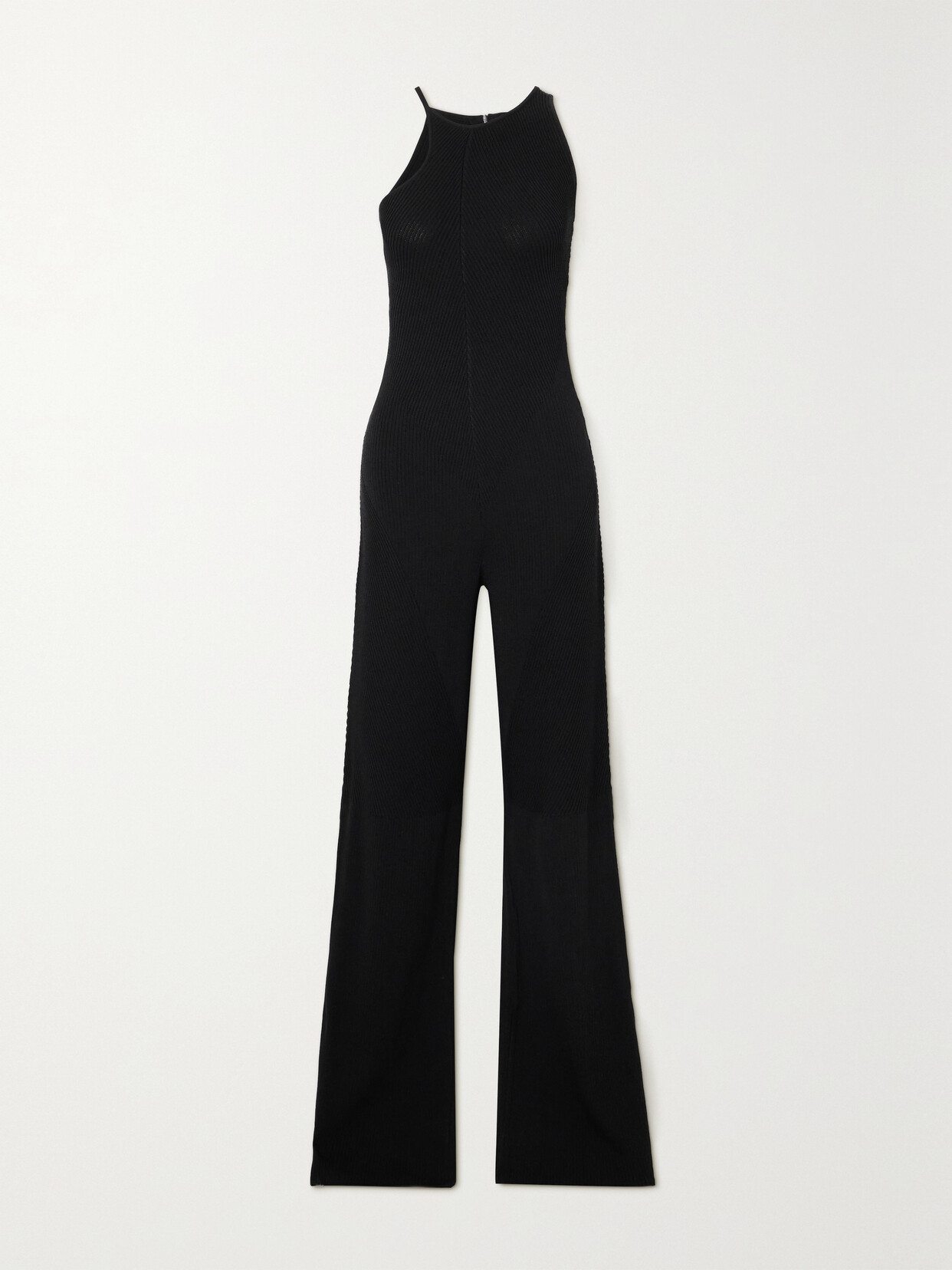 GAUGE81 Casona Asymmetric Ribbed-knit Jumpsuit - Black