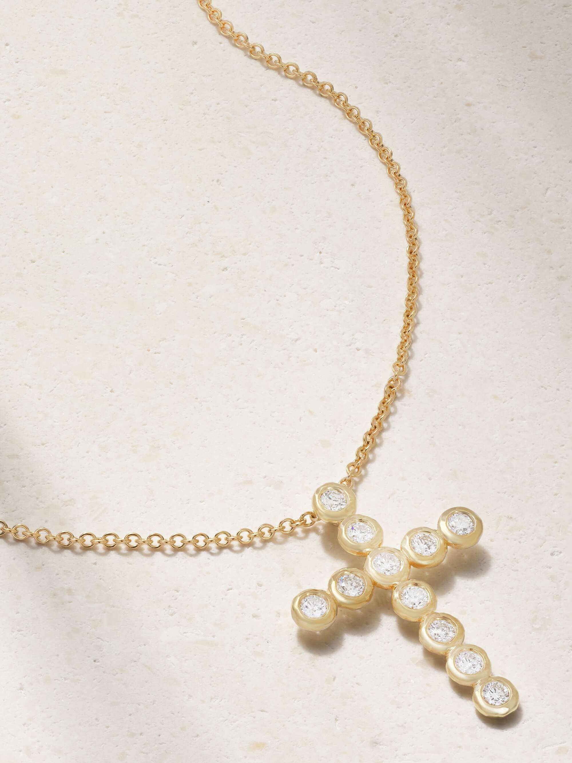 OCTAVIA ELIZABETH + NET SUSTAIN Nesting Gem Cross 18-karat recycled gold diamond necklace