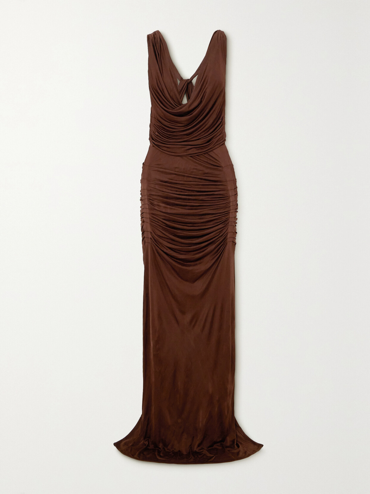 GAUGE81 - Ina Draped Open-back Satin-jersey Maxi Dress - Brown