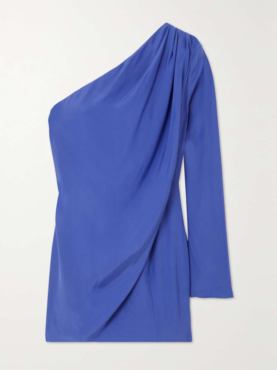 net-a-porter.com | Oria one-sleeve draped silk-satin mini dres