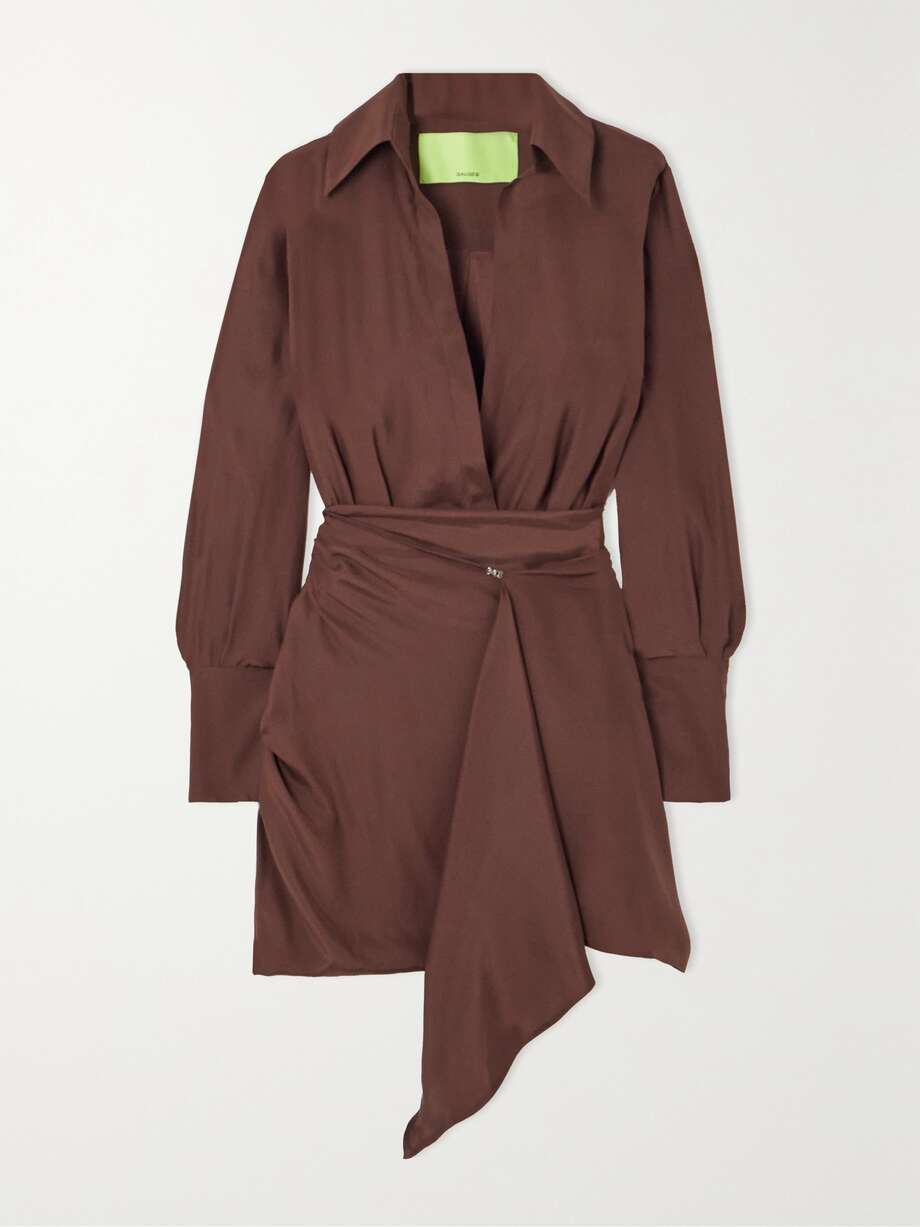 net-a-porter.com | Gravia draped wrap-effect silk-satin mini shirt dress