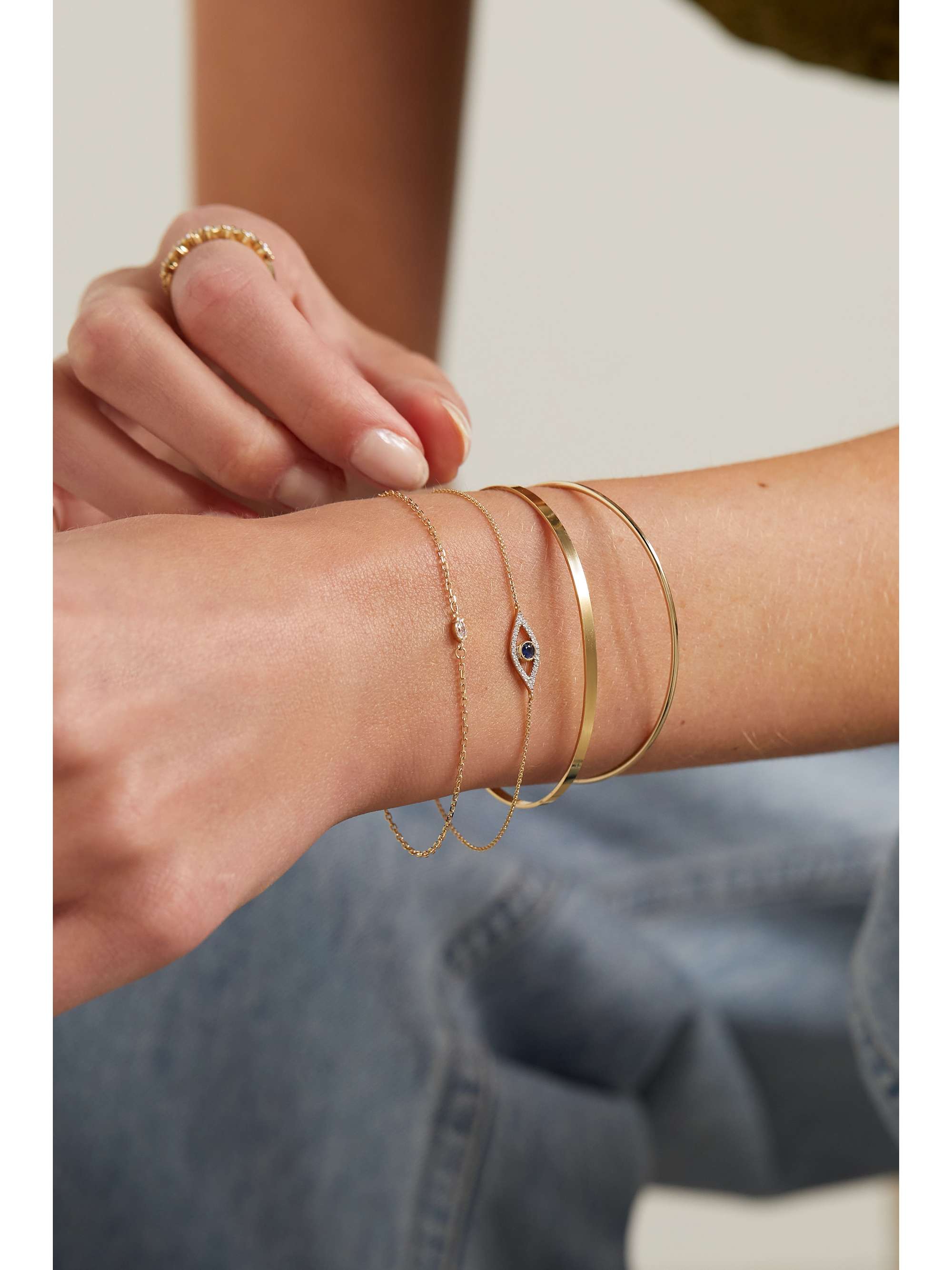 STONE AND STRAND 10karat gold diamond cuff NETAPORTER