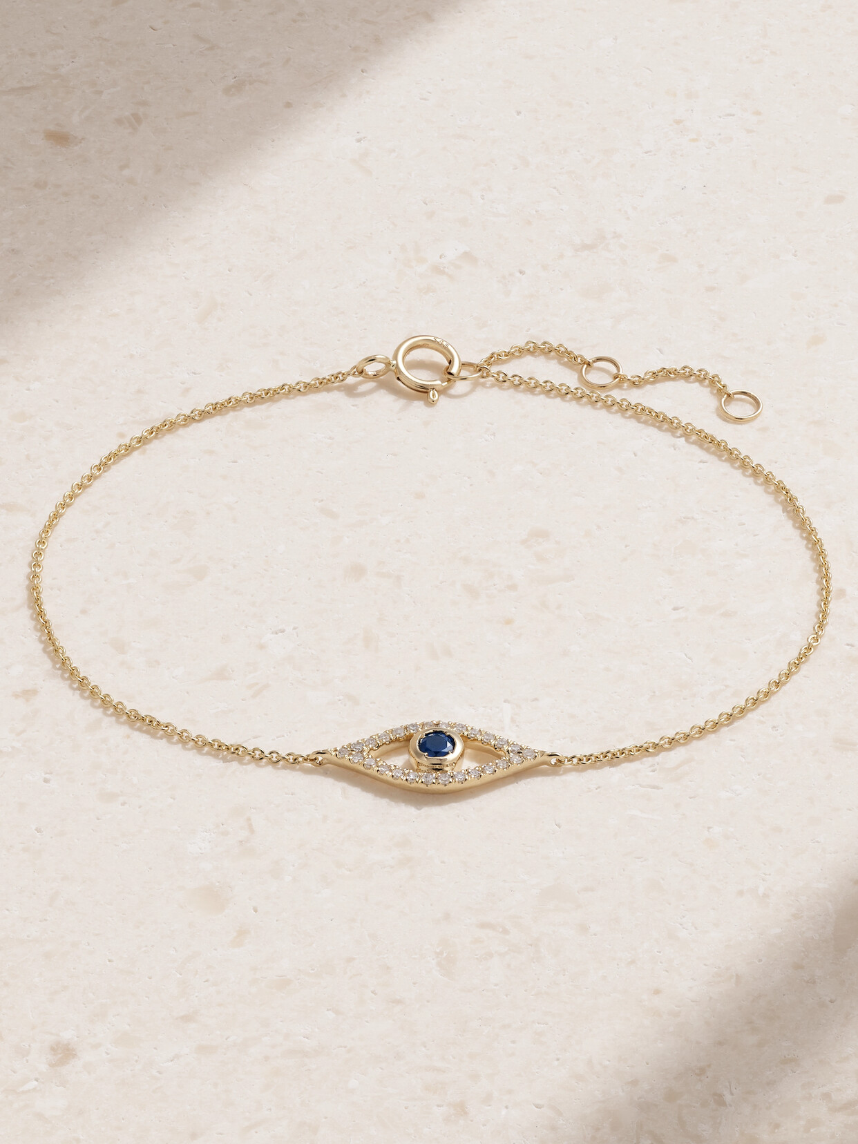 Stone And Strand Evil Eye 14-karat Gold, Diamond And Sapphire Bracelet