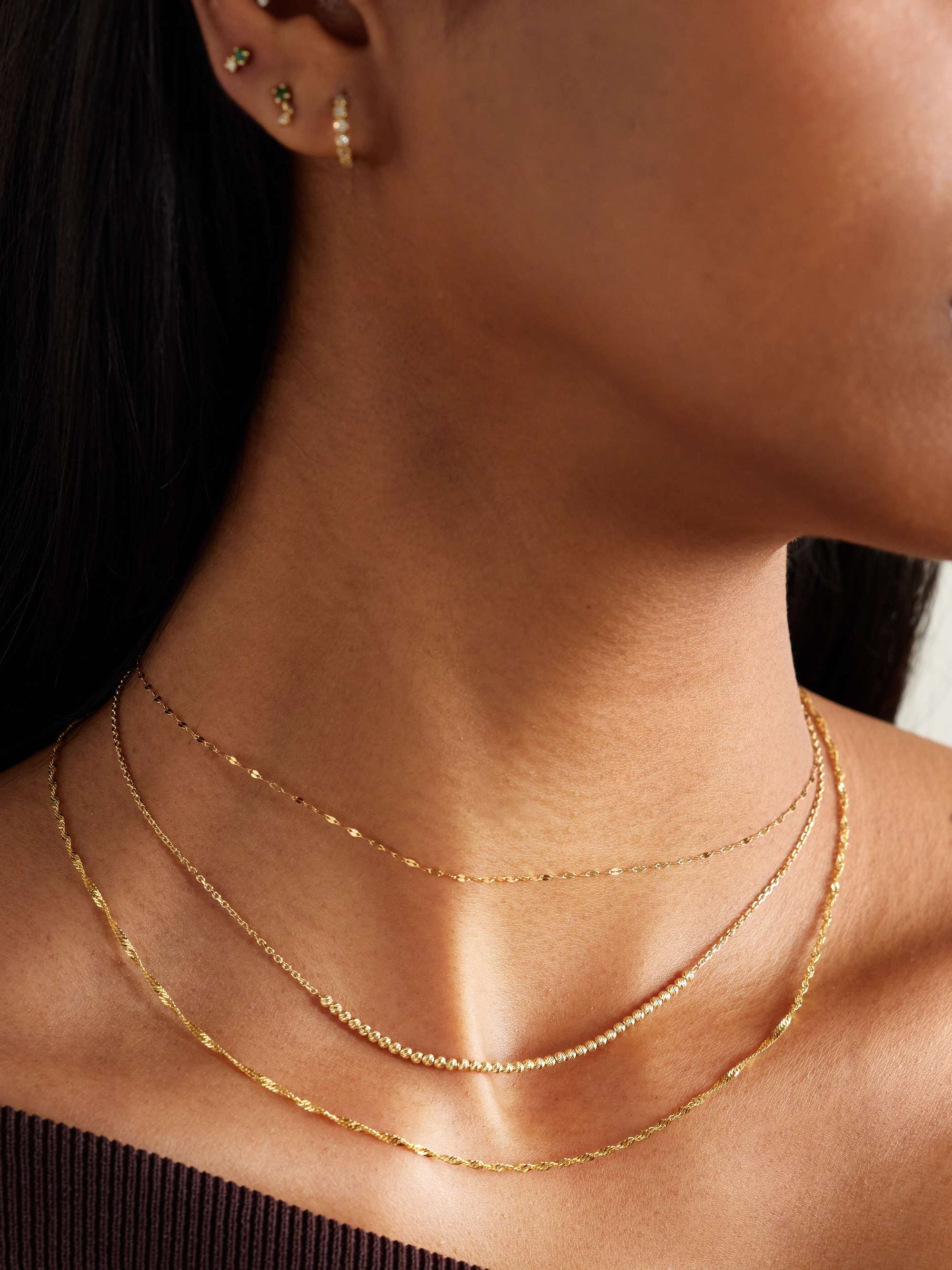 STONE AND STRAND Glitter In The Sky 14-karat gold beaded necklace