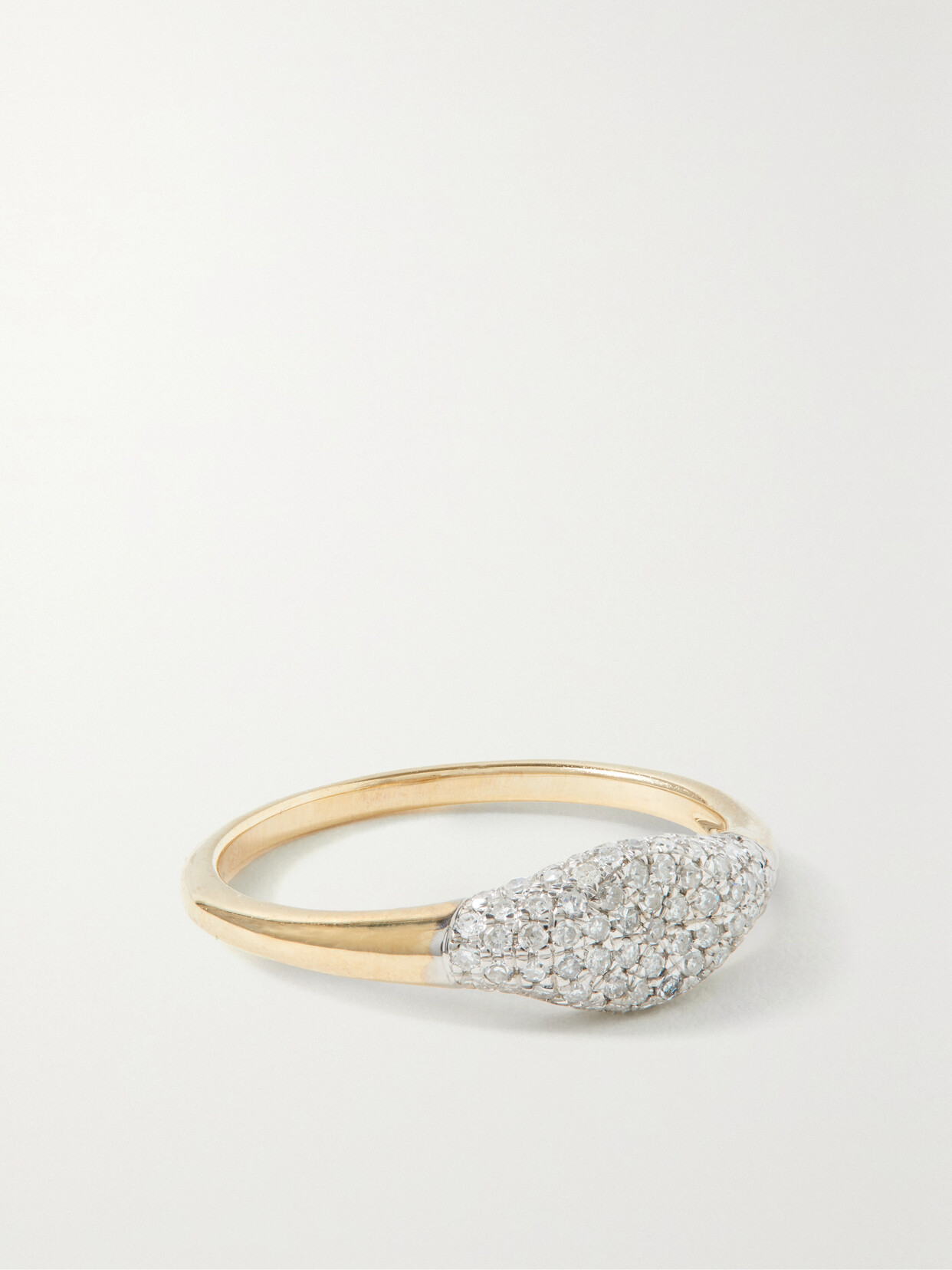 STONE AND STRAND - Sparkle Mini 10-karat Gold Diamond Signet Ring - 3