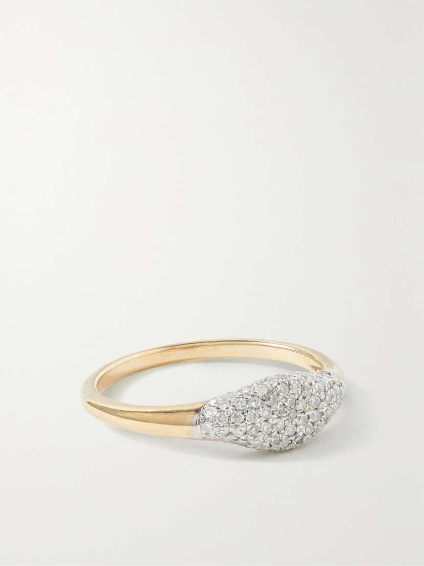STONE AND STRAND Sparkle Mini 10-karat Diamond Signet Ring