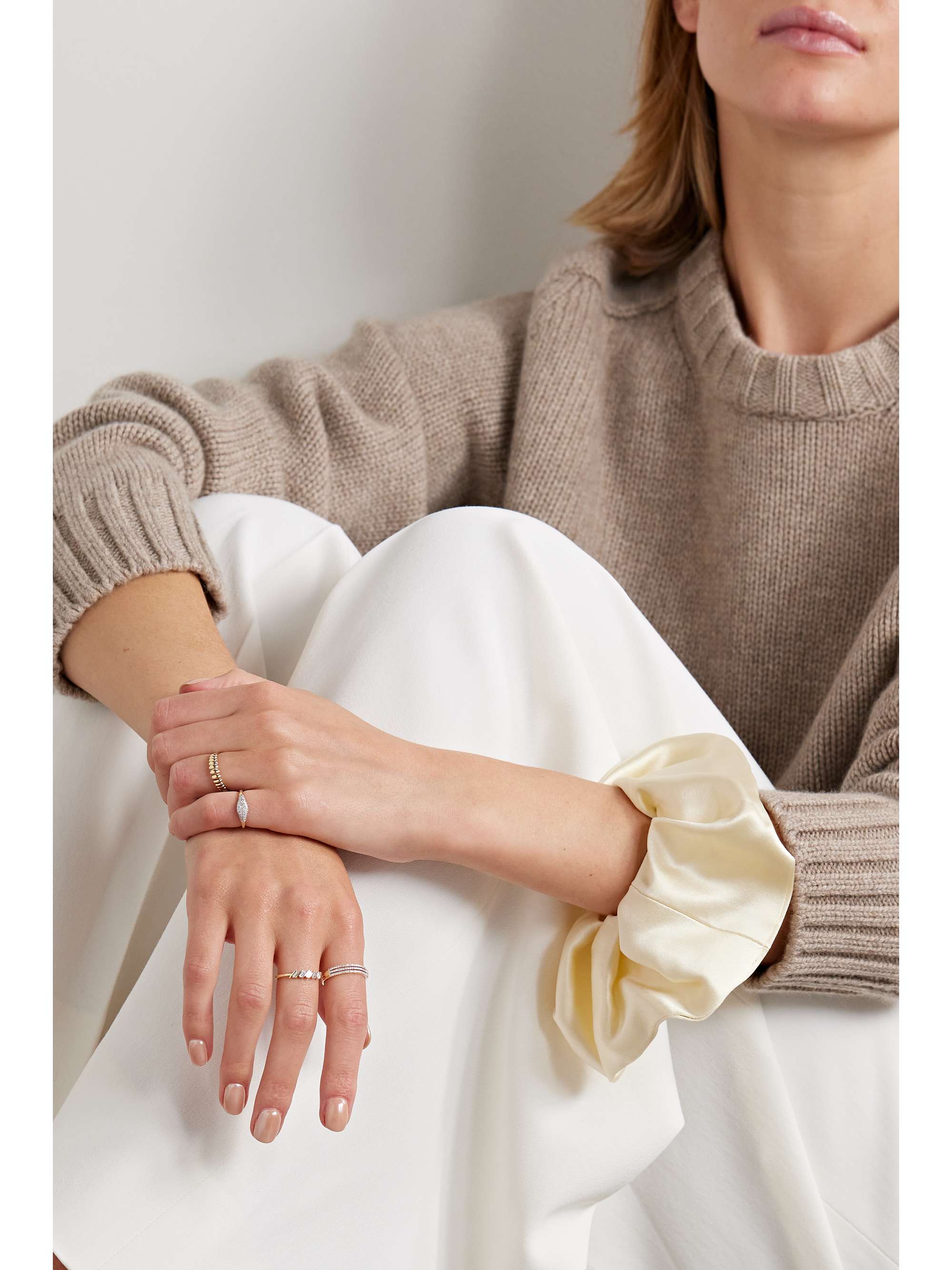 STONE AND STRAND Trio 10karat gold diamond ring NETAPORTER