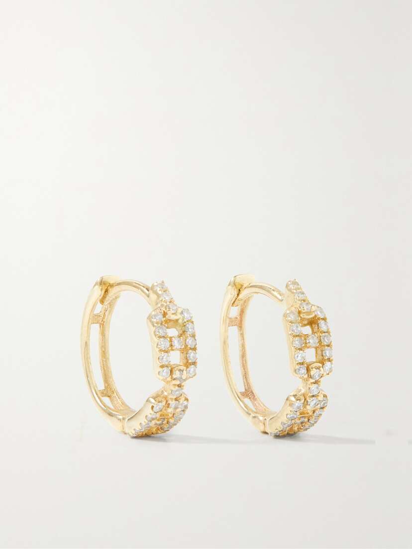 STONE AND STRAND Maritime 10-karat  Diamond Hoop Earrings - One size