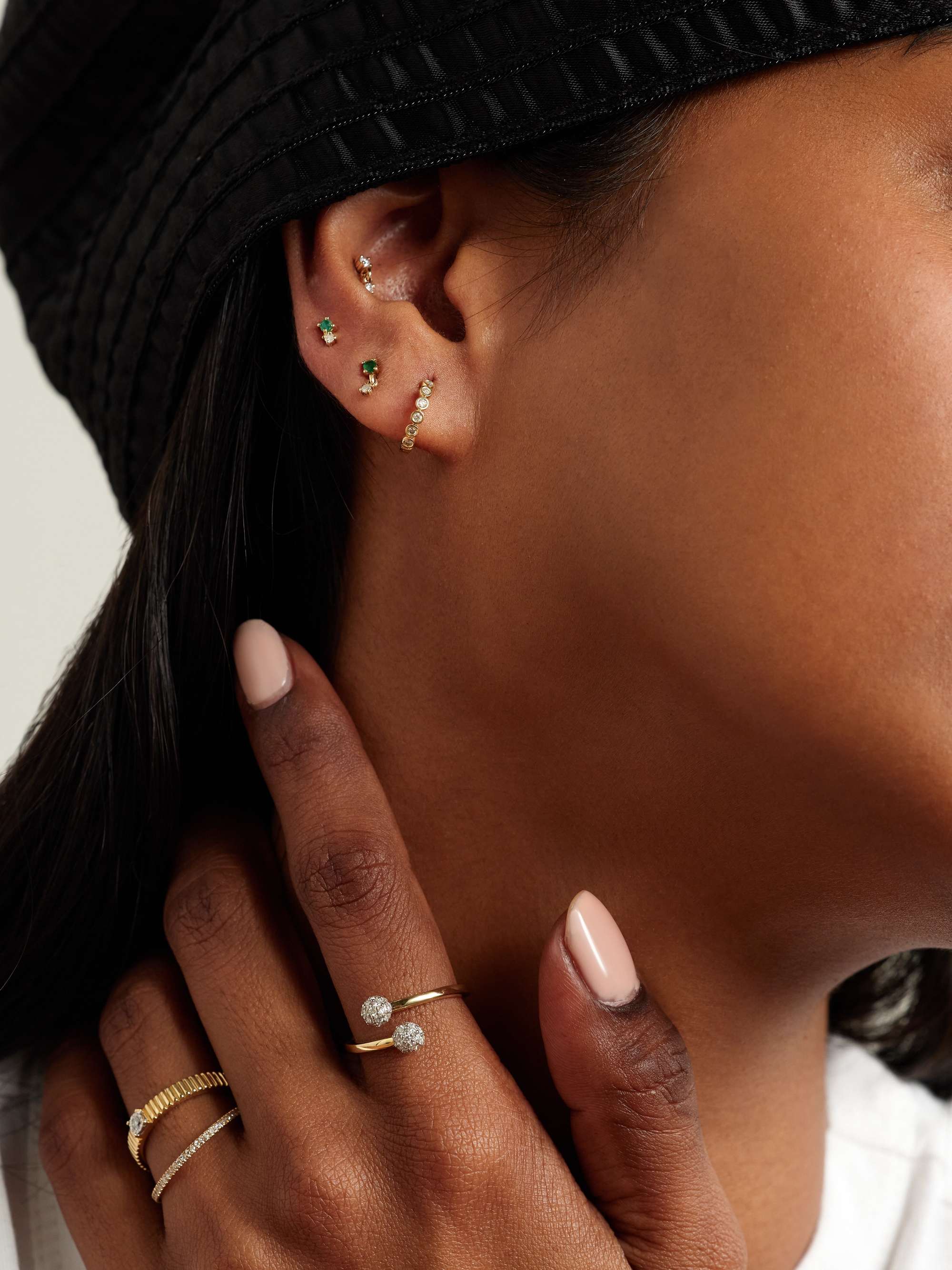 STONE AND STRAND 10-karat gold diamond hoop earrings