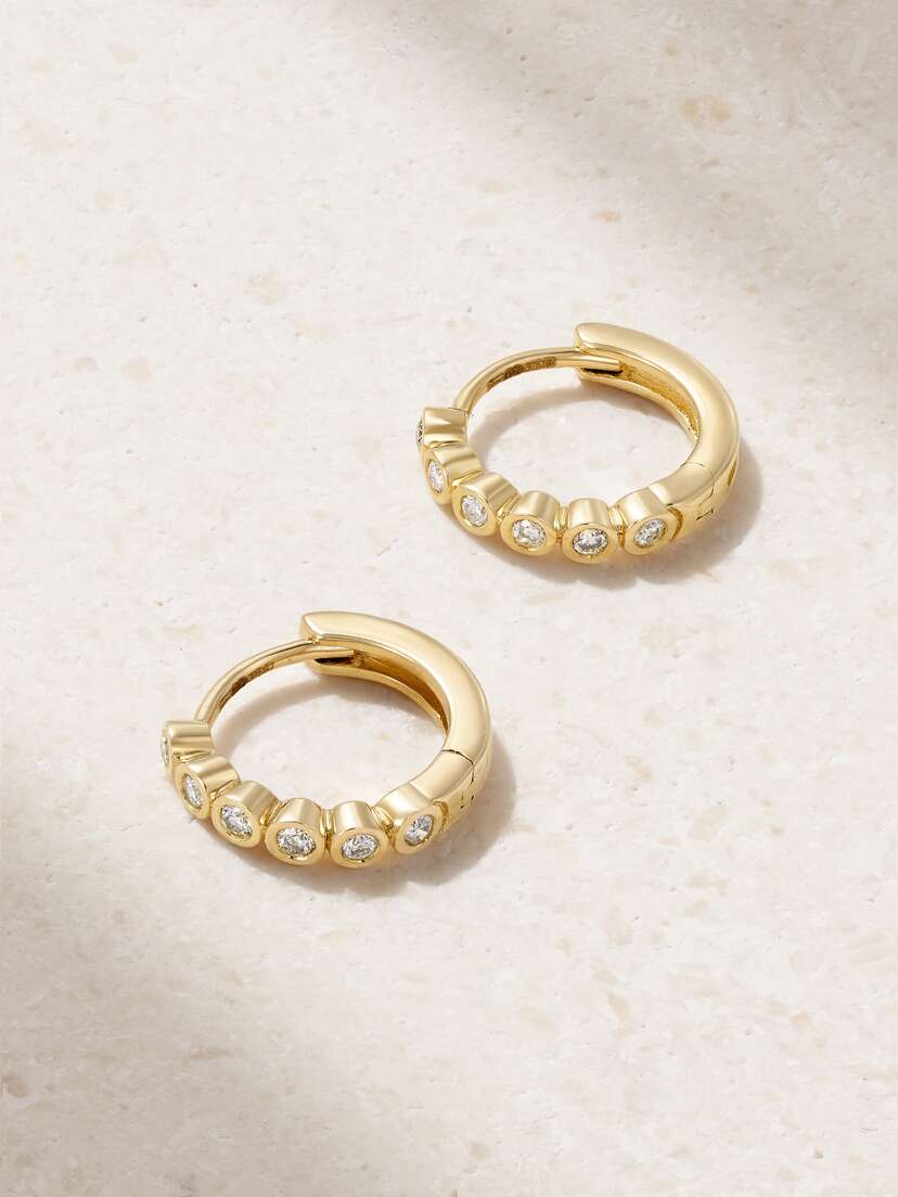 STONE AND STRAND 10-karat Gold Diamond Hoop Earrings