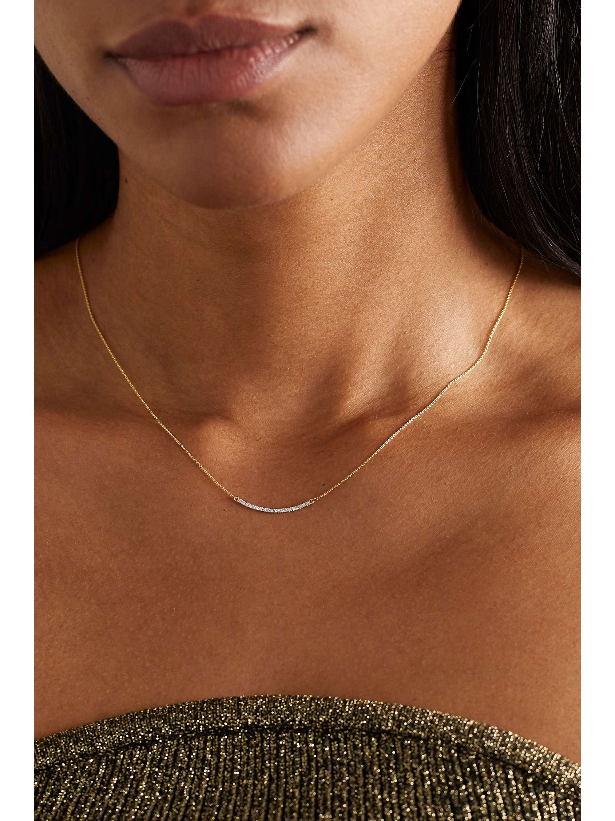 Stone and Strand Gold Chain Necklace