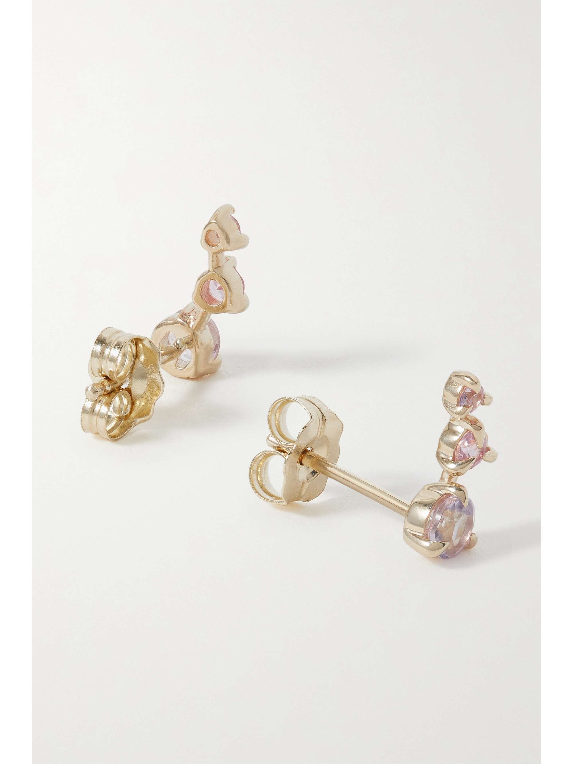 STONE AND STRAND Appleblossum 10-karat gold, amethyst and sapphire earrings
