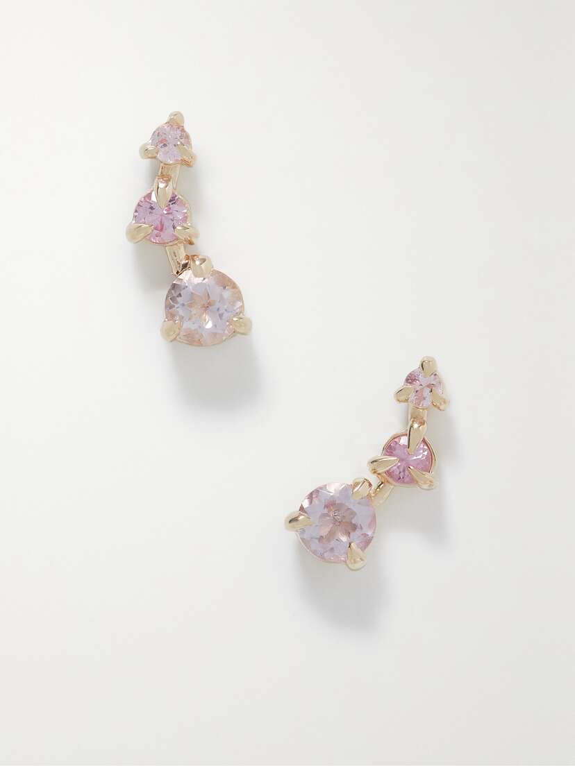 STONE AND STRAND Appleblossum 10-karat Gold, Amethyst And Sapphire Earrings
