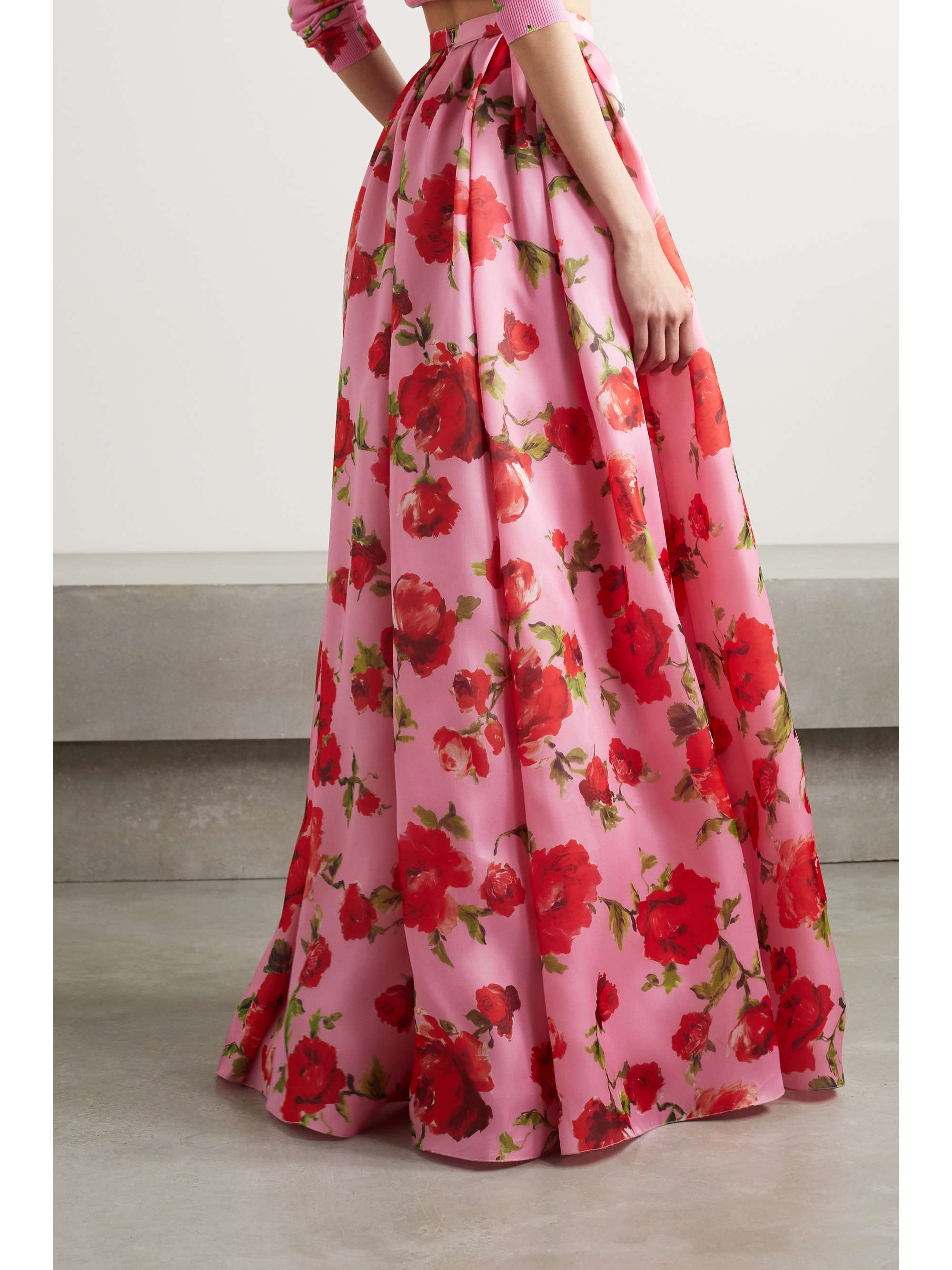 CAROLINA HERRERA Floral-print silk-organza maxi skirt