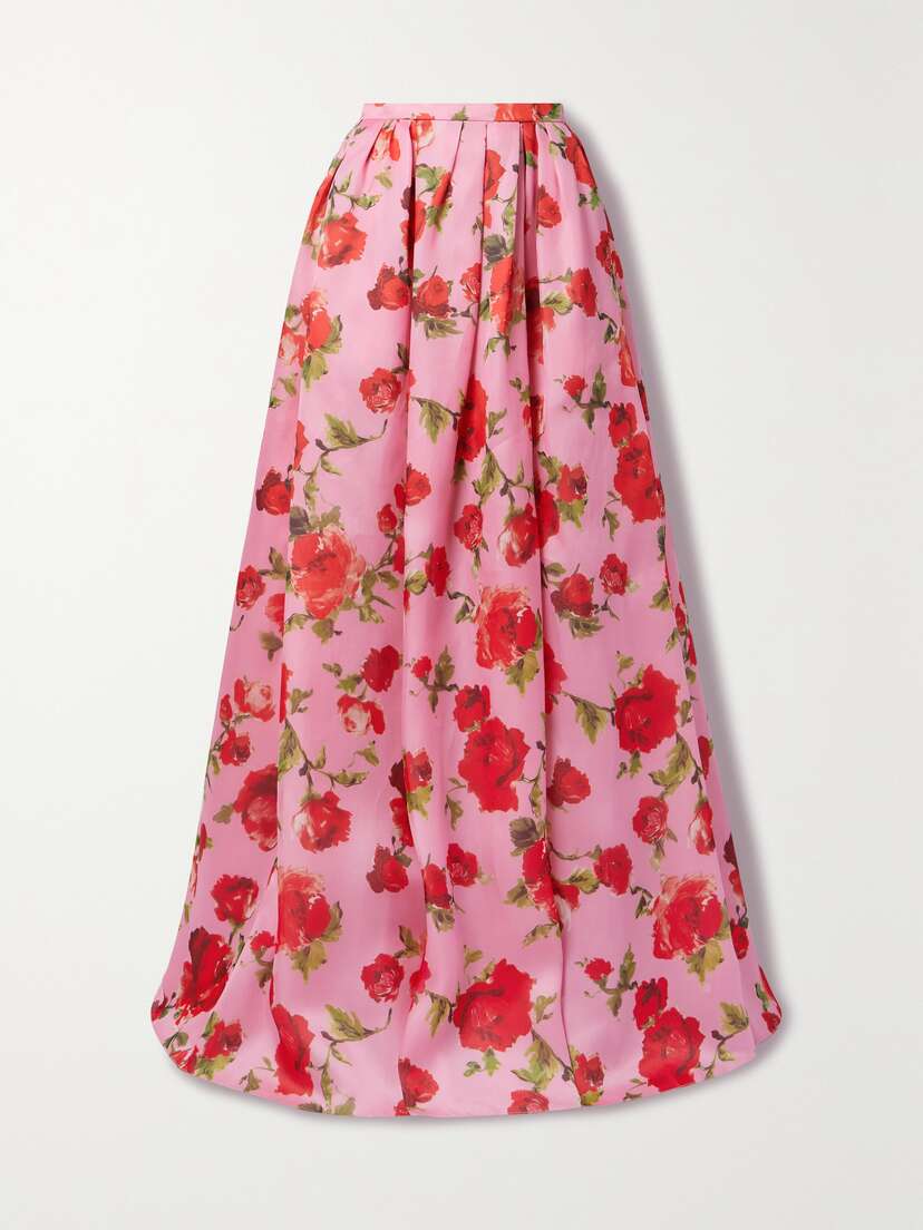 Carolina Herrera Floral-print Silk-organza Maxi Skirt