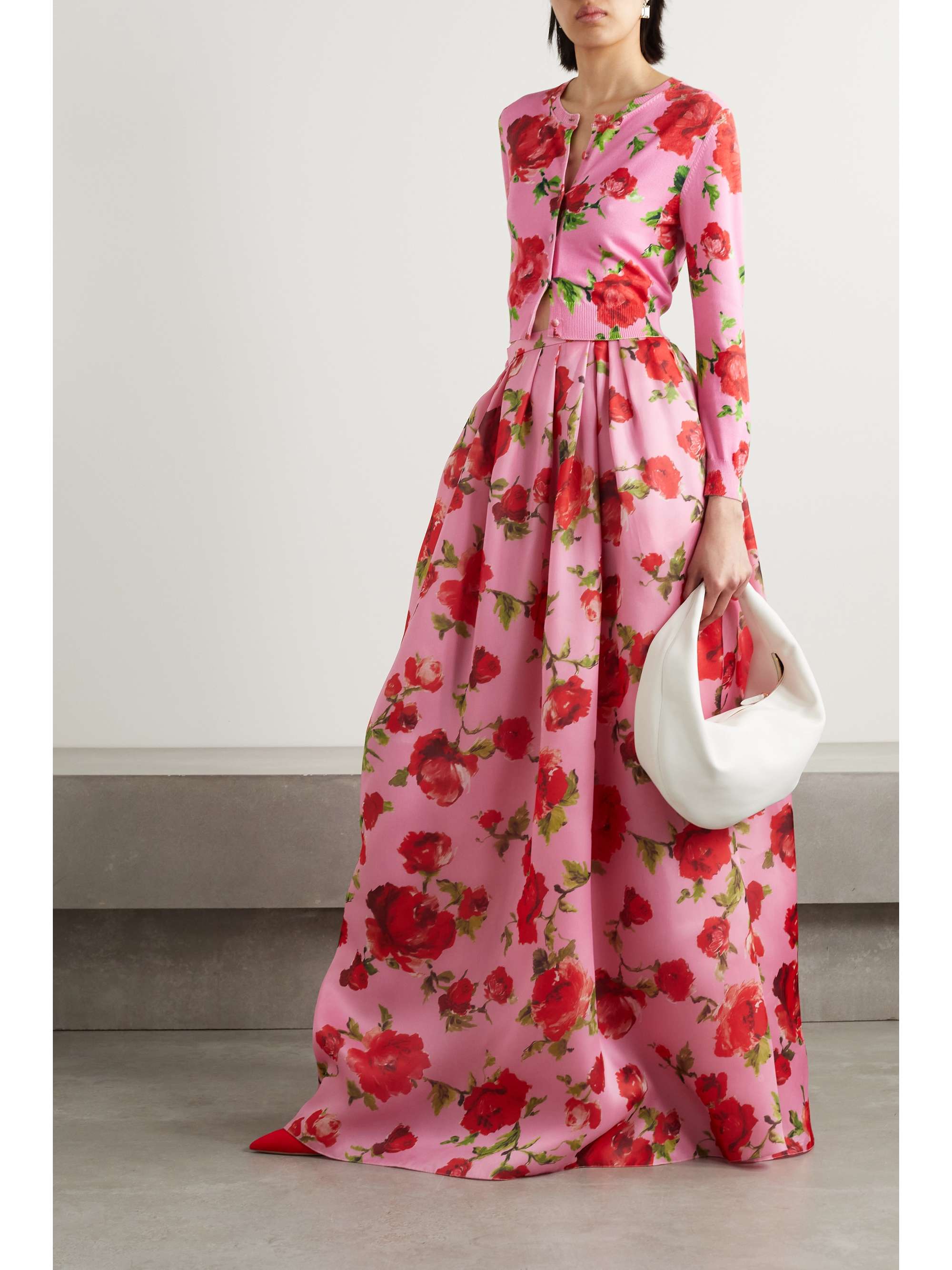 CAROLINA HERRERA Floral-print silk-organza maxi skirt