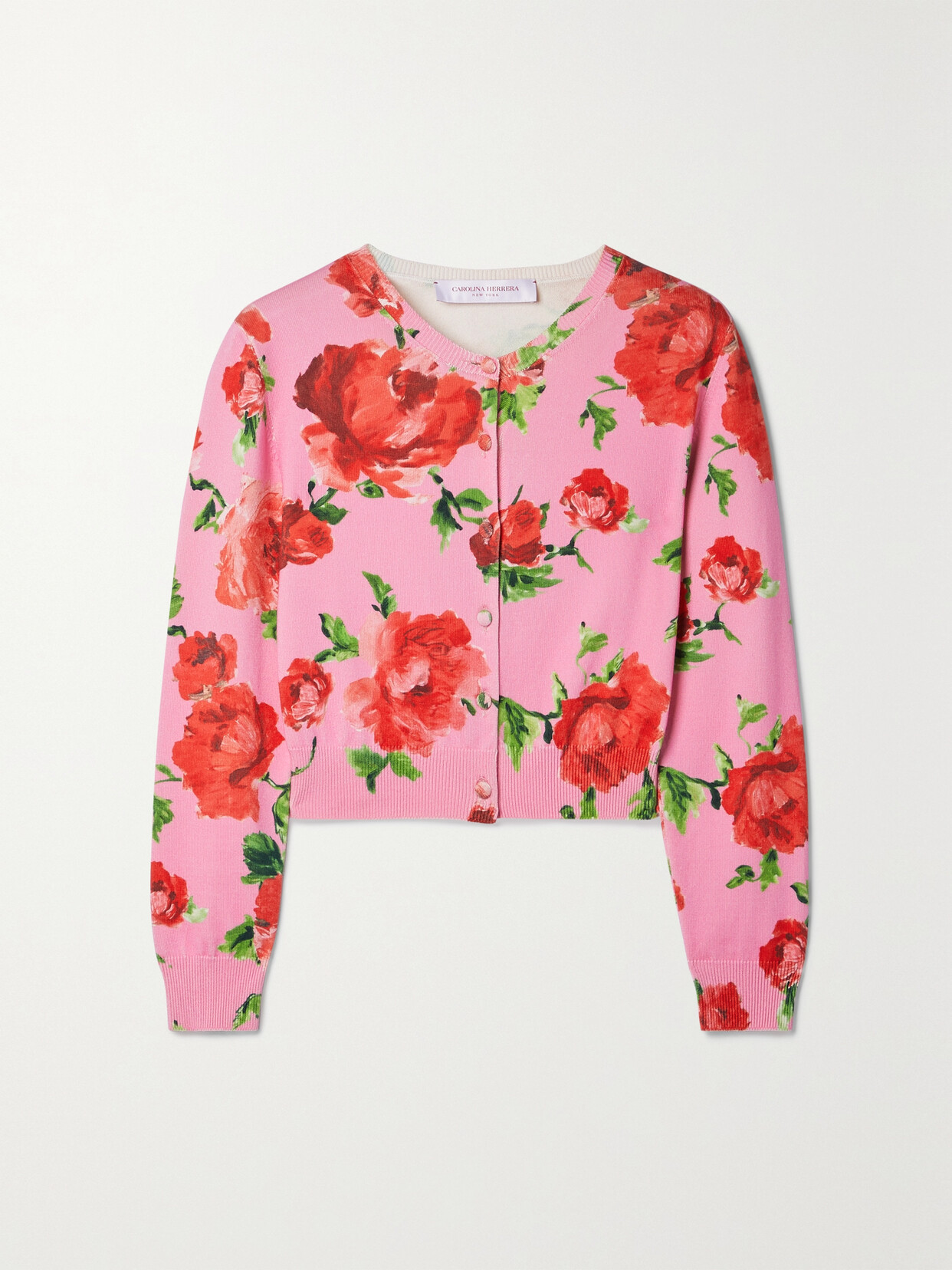 Carolina Herrera - Floral-print Silk And Cotton-blend Cardigan - Pink