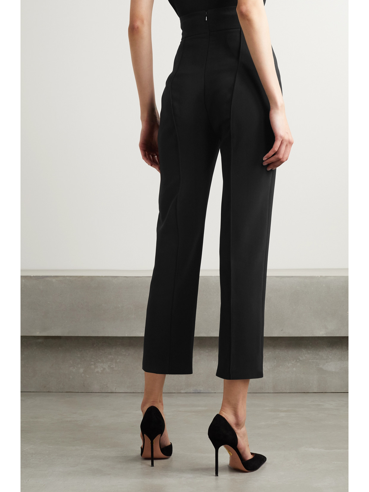 Cropped Stretch-Crepe Straight-Leg Pants