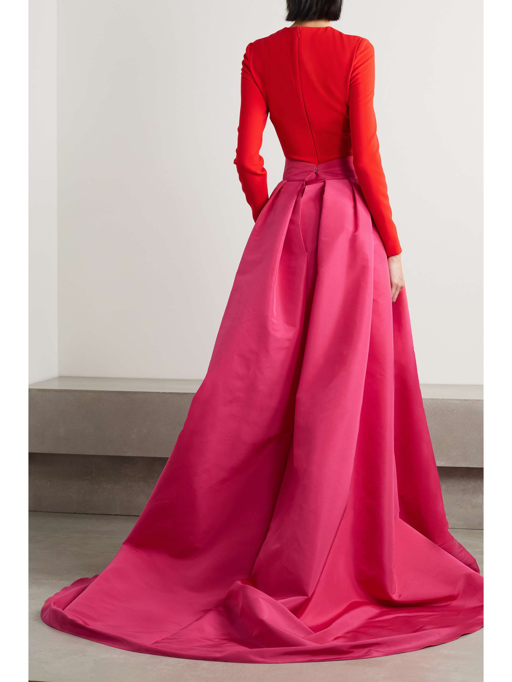 CAROLINA HERRERA Convertible color-block silk-faille gown