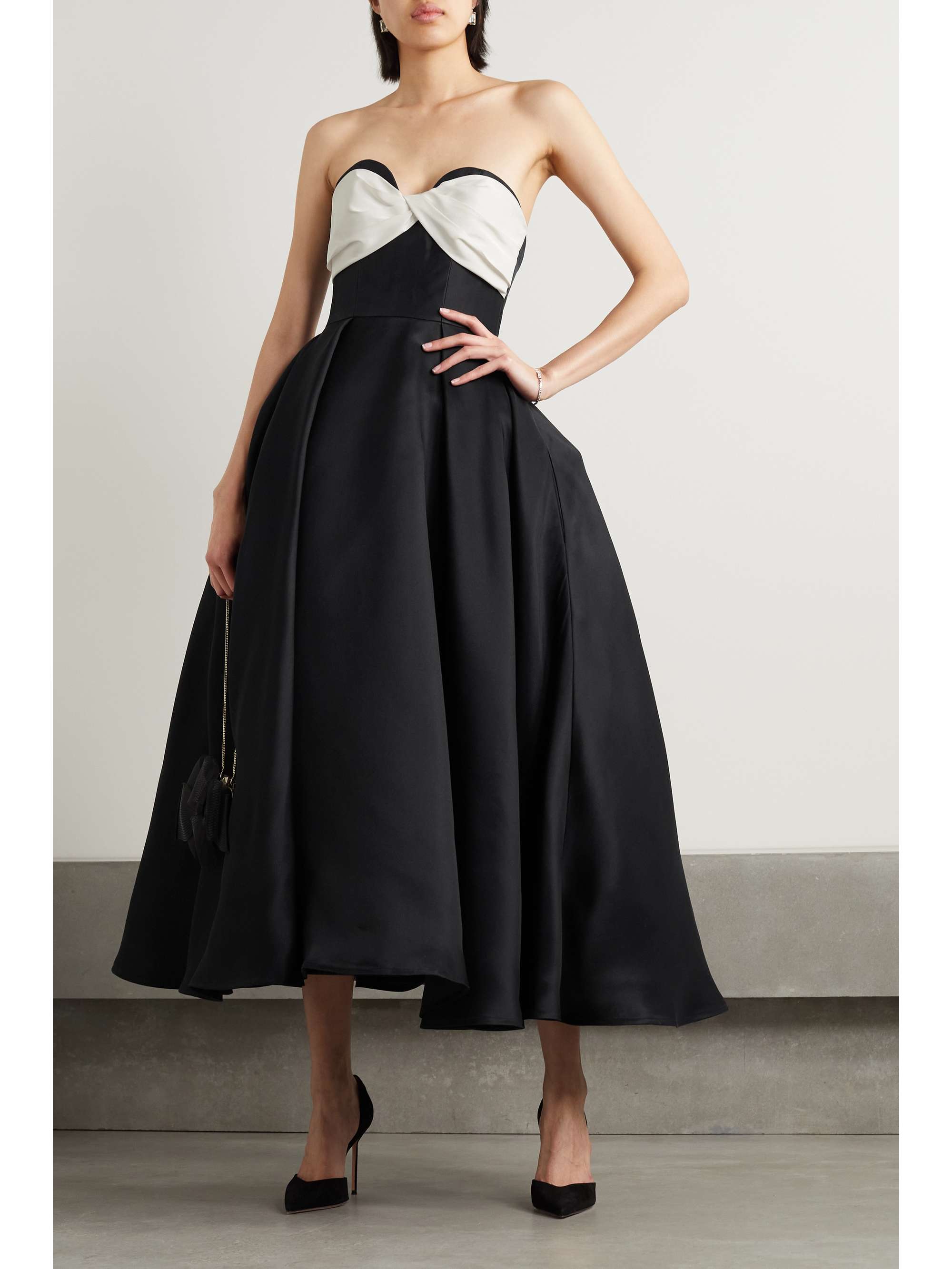 CAROLINA HERRERA Strapless gathered silk midi dress