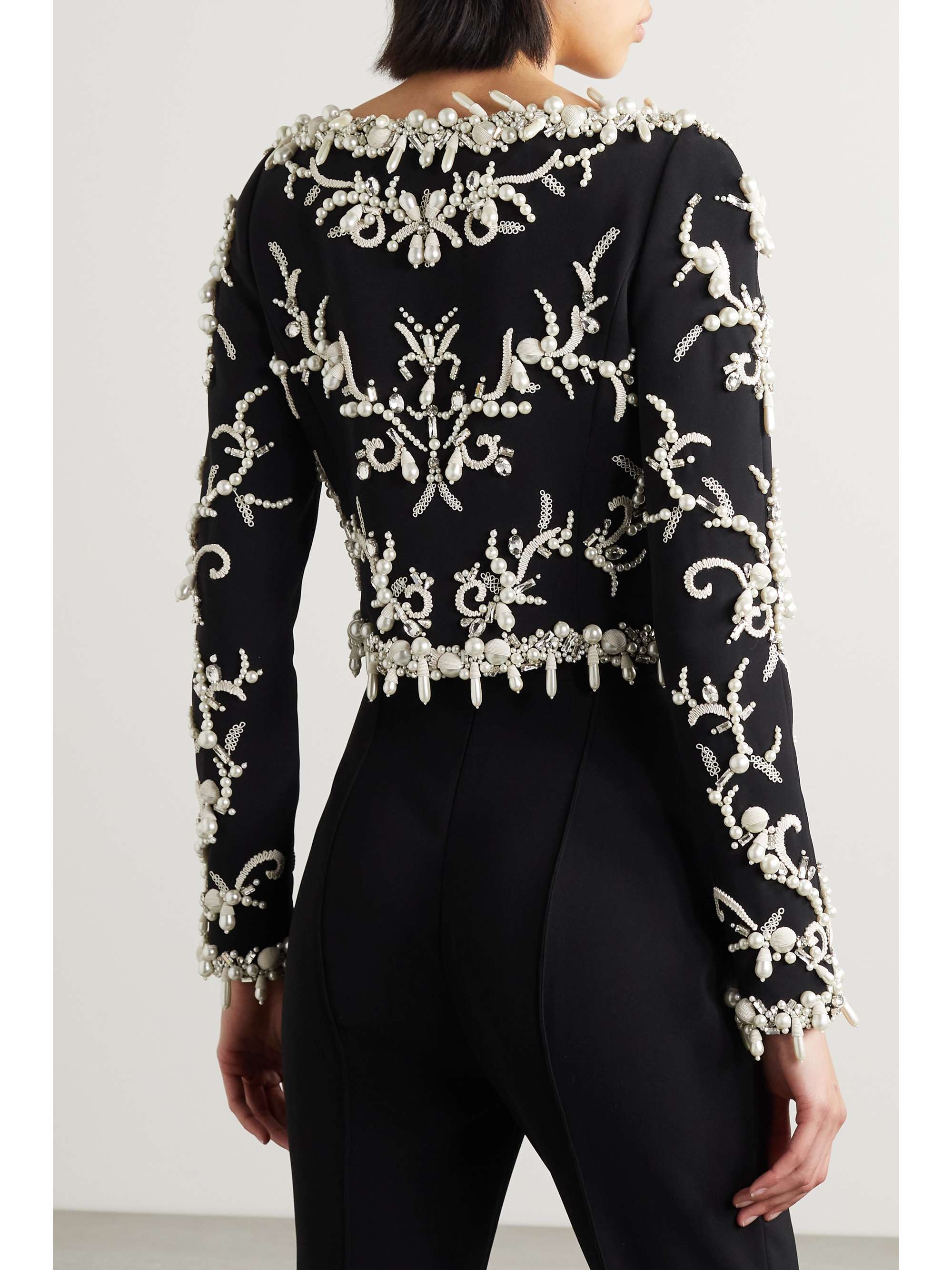 CAROLINA HERRERA Embellished embroidered crepe jacket