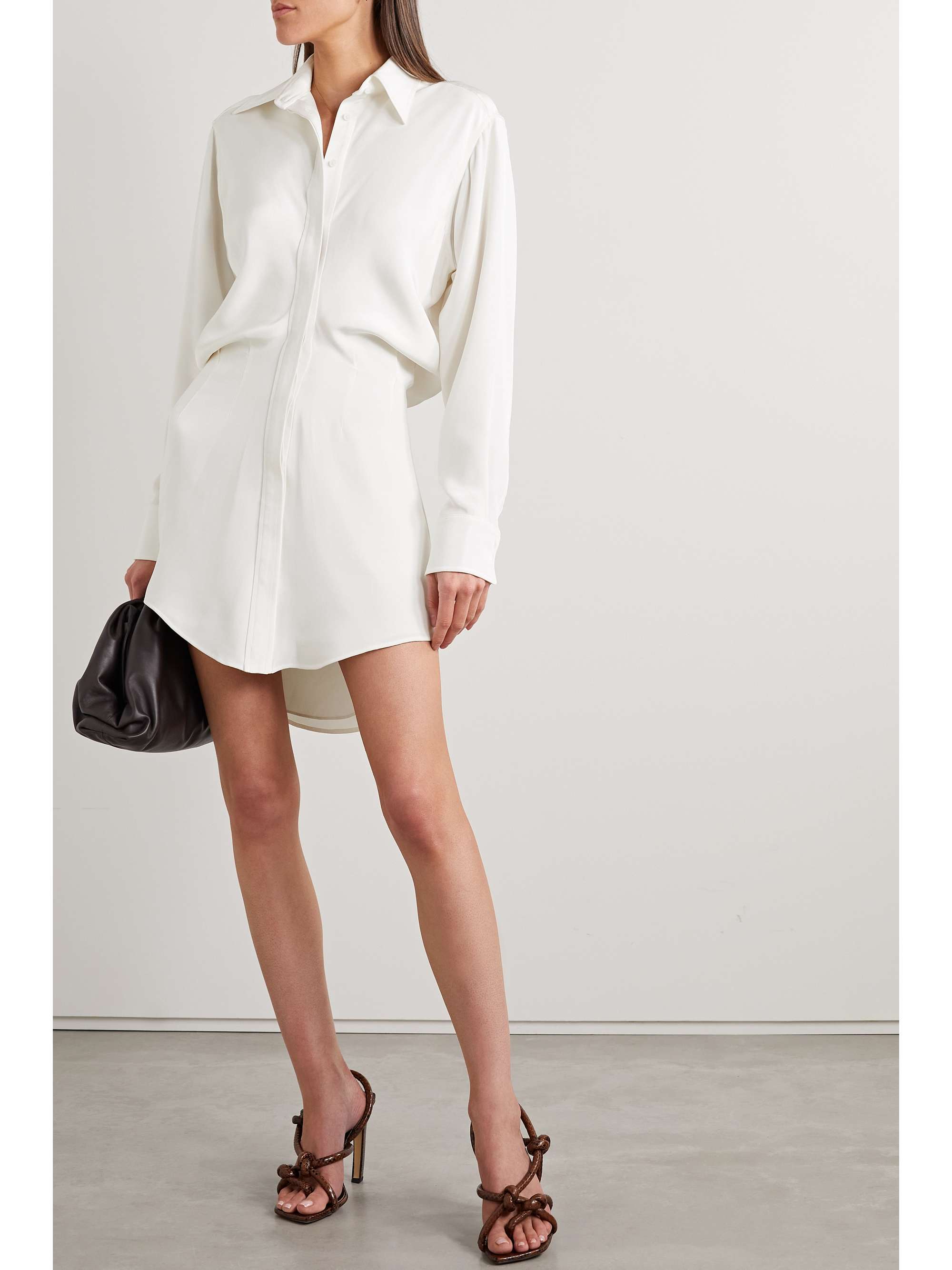 BRANDON MAXWELL The Vera silk-crepe mini shirt dress