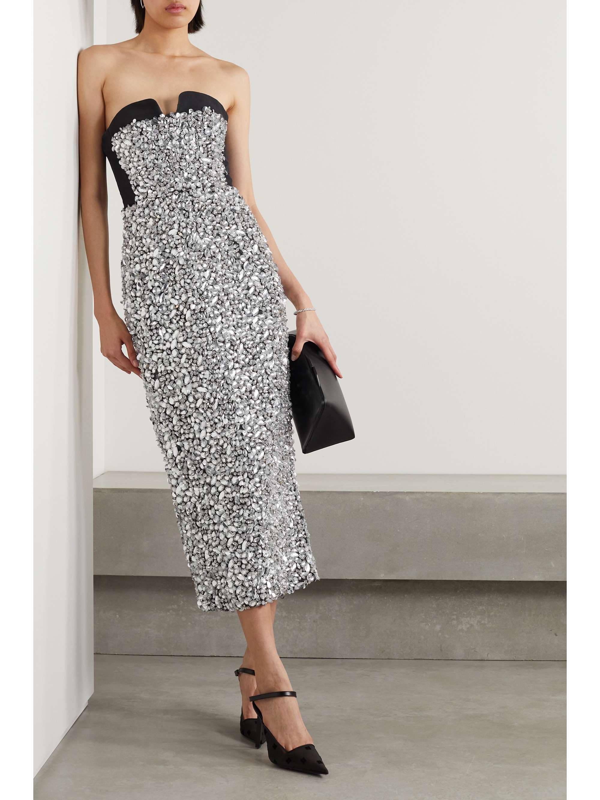 CAROLINA HERRERA Strapless embellished faille midi dress