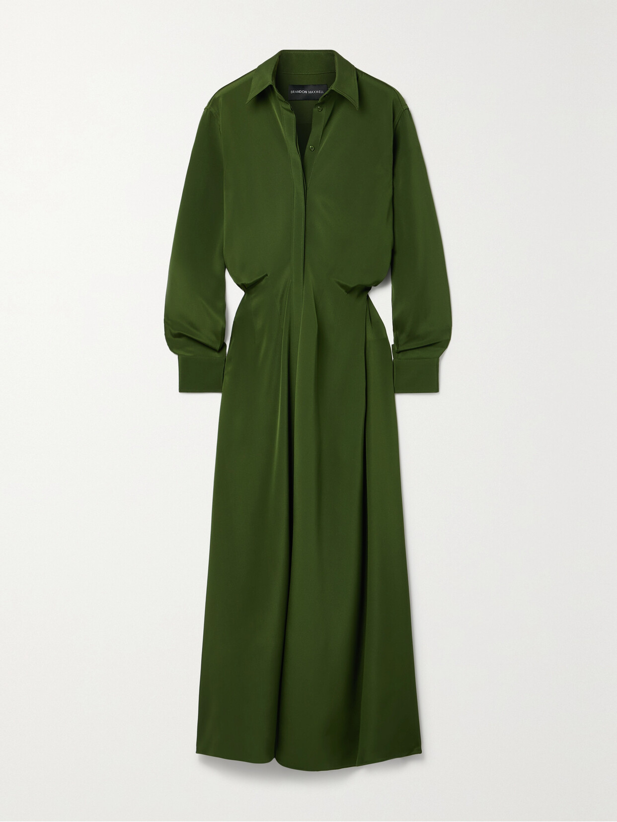 Brandon Maxwell - The Charlotte Silk Crepe De Chine Maxi Shirt Dress - Green